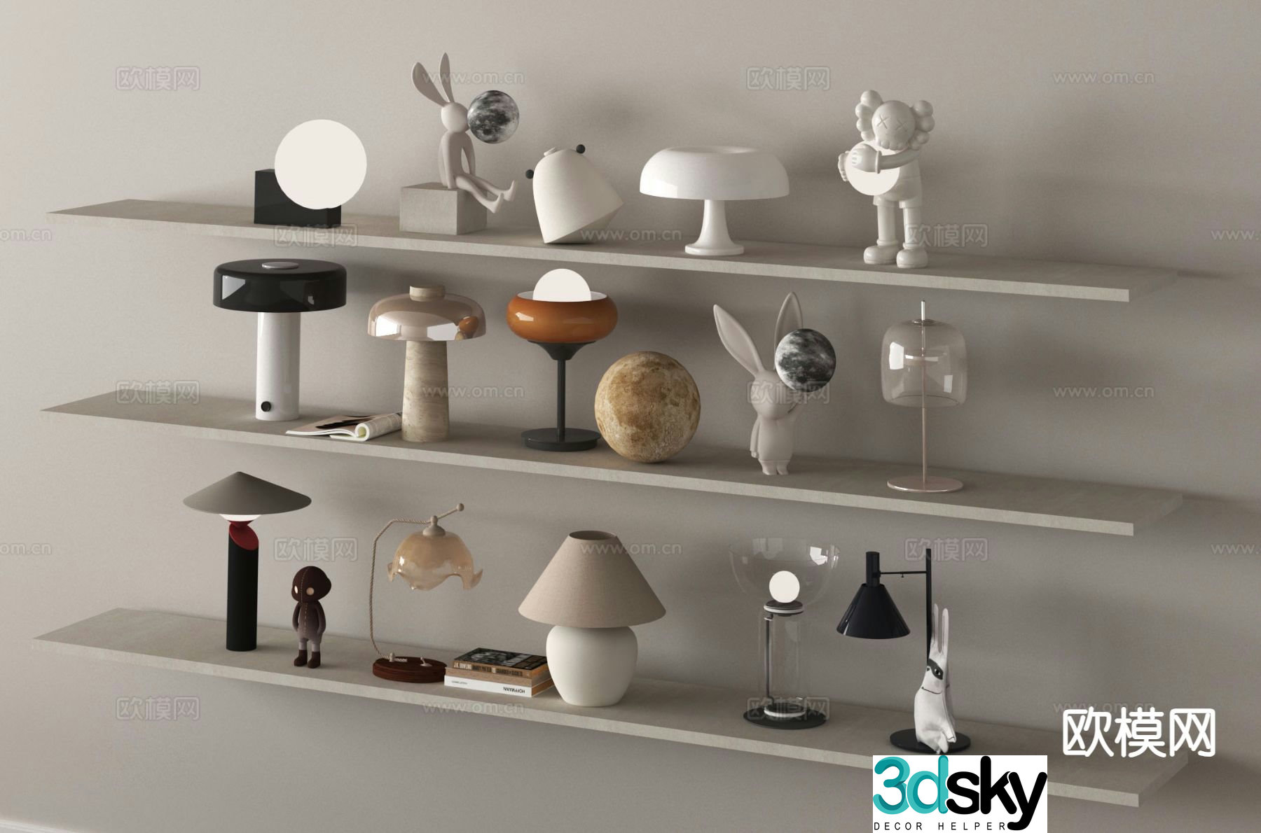 Modern desk lamp reading lamp mushroom desk lamp bedside lamp 3d model