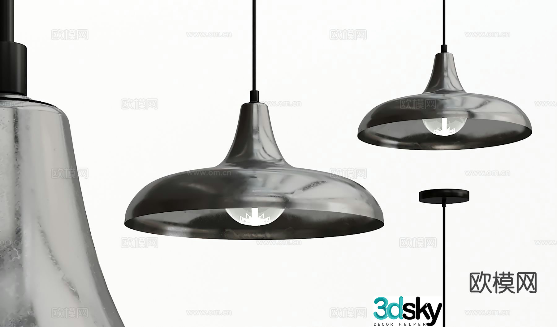 Industrial style black chandelier 3d model