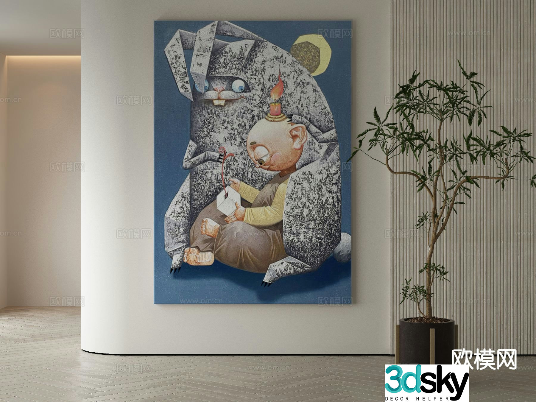 Modern cartoon painting decorative painting 3d model