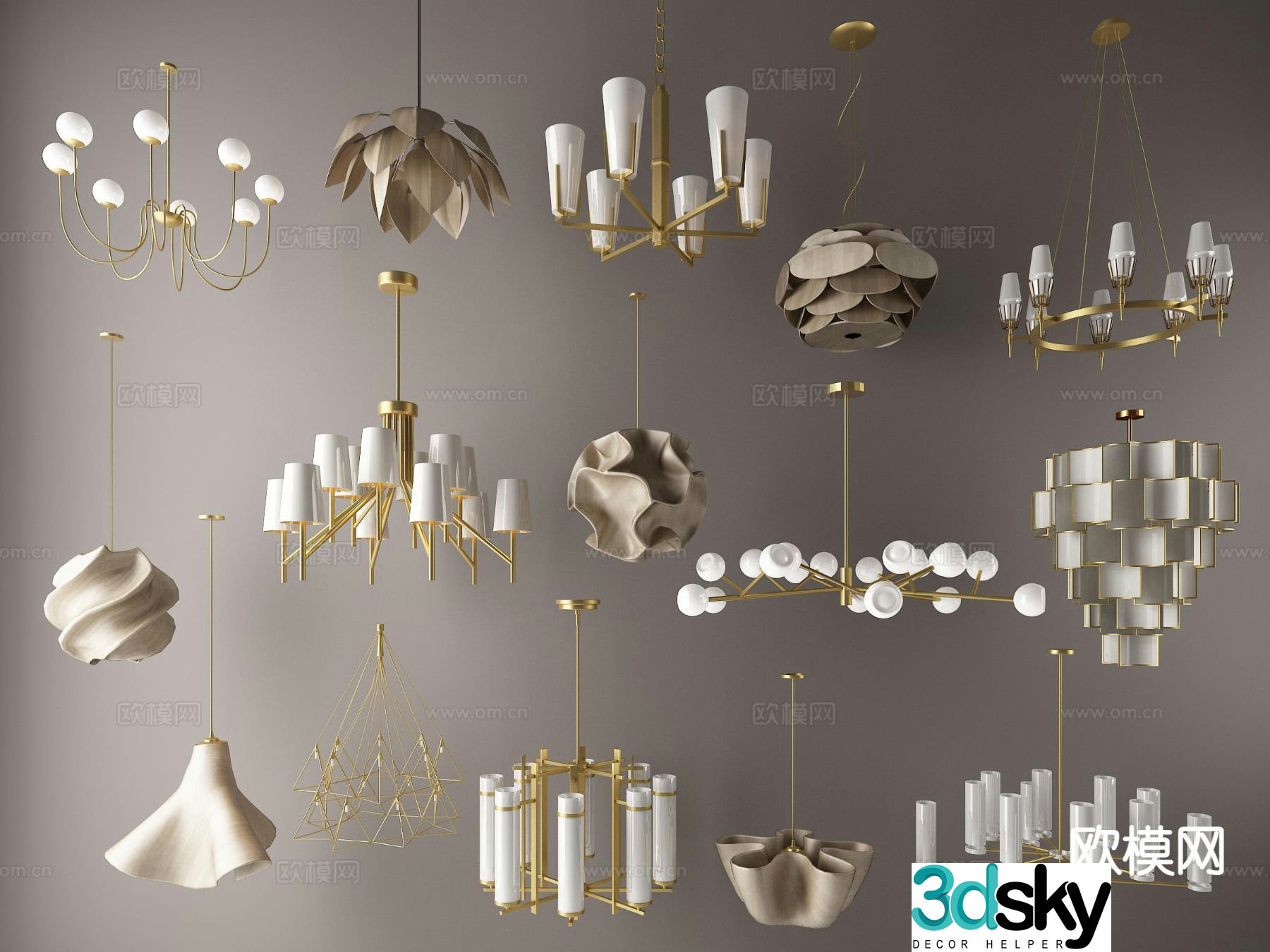 Light luxury chandelier art lamp glass lamp 3d model
