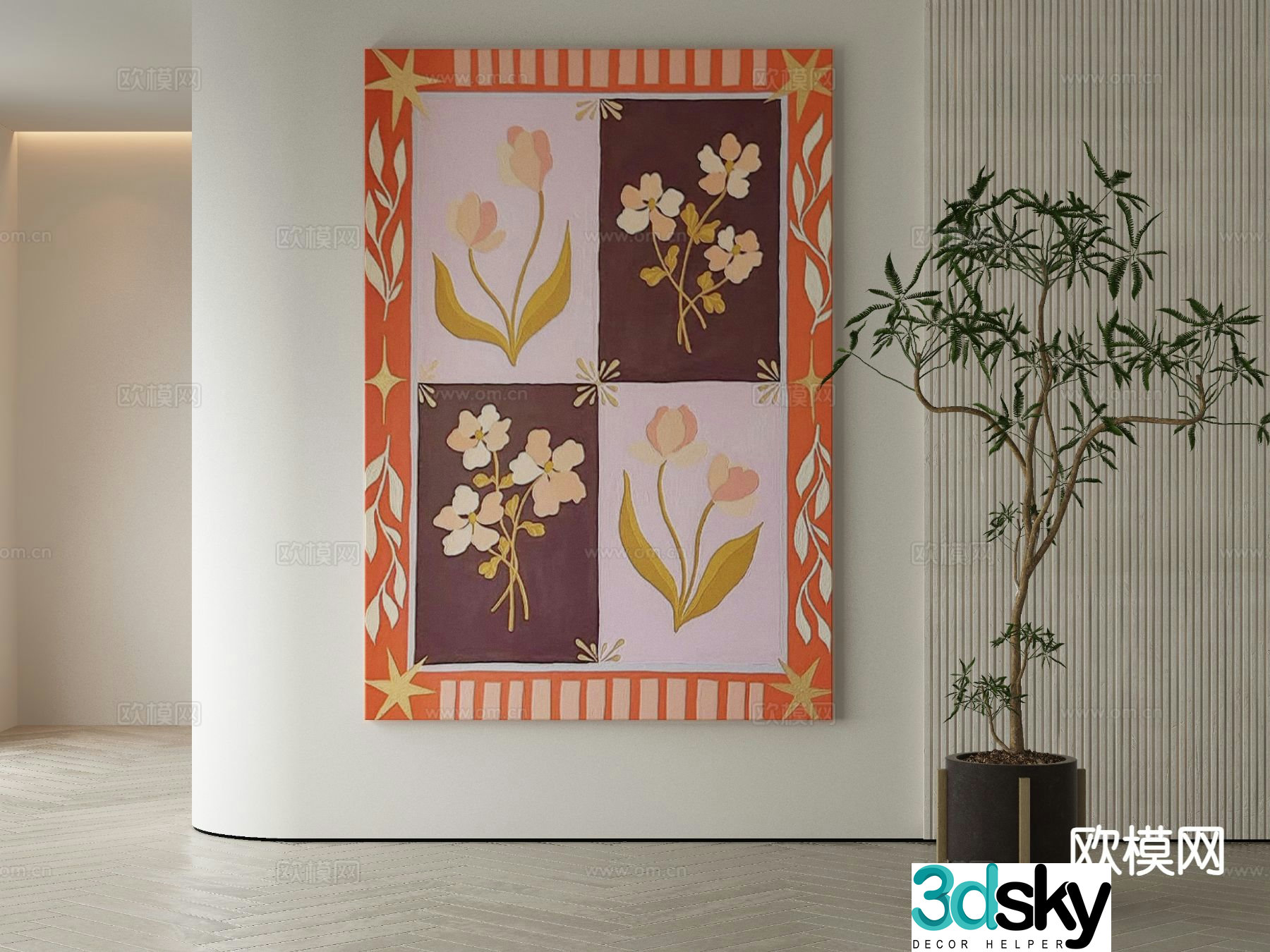 Medieval style hanging painting decorative painting Maillard 3D model
