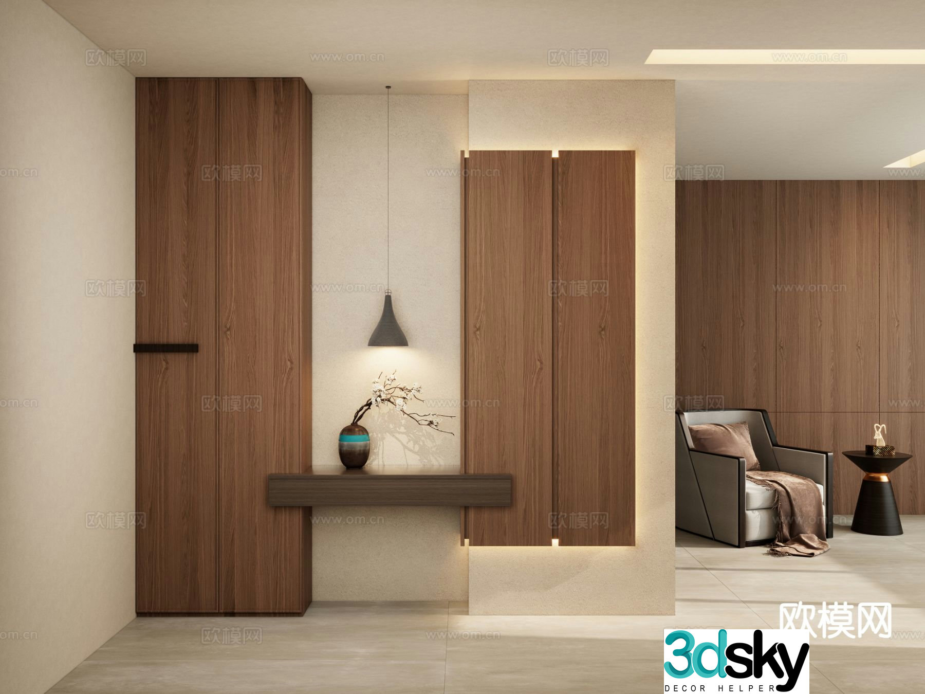 New Chinese style entrance aisle 3D model