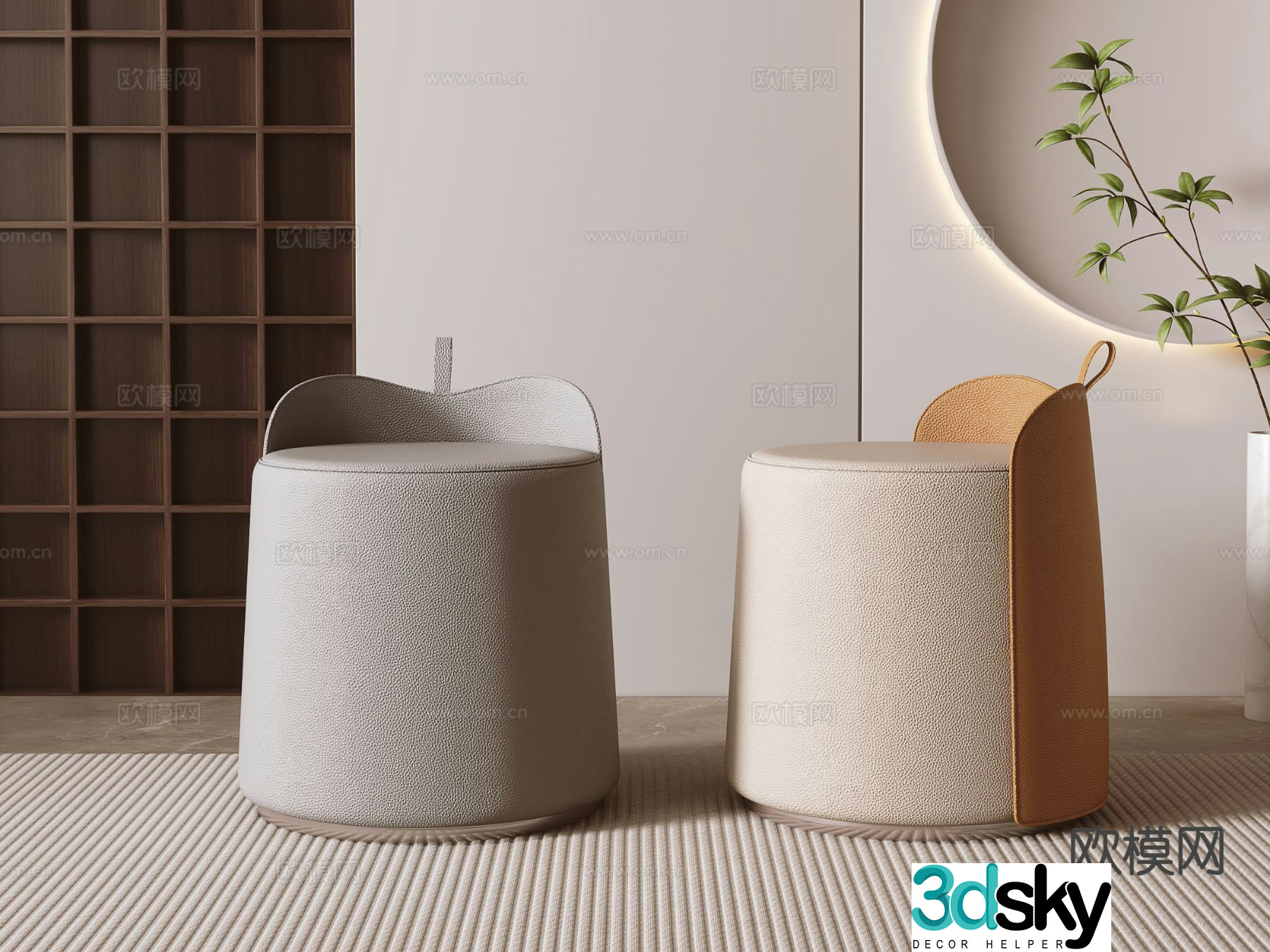 Stool round stool makeup stool 3d model