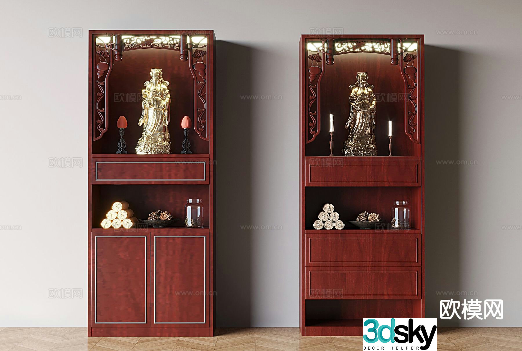 New Chinese style Buddhist niche altar altar statue cabinet 3D model