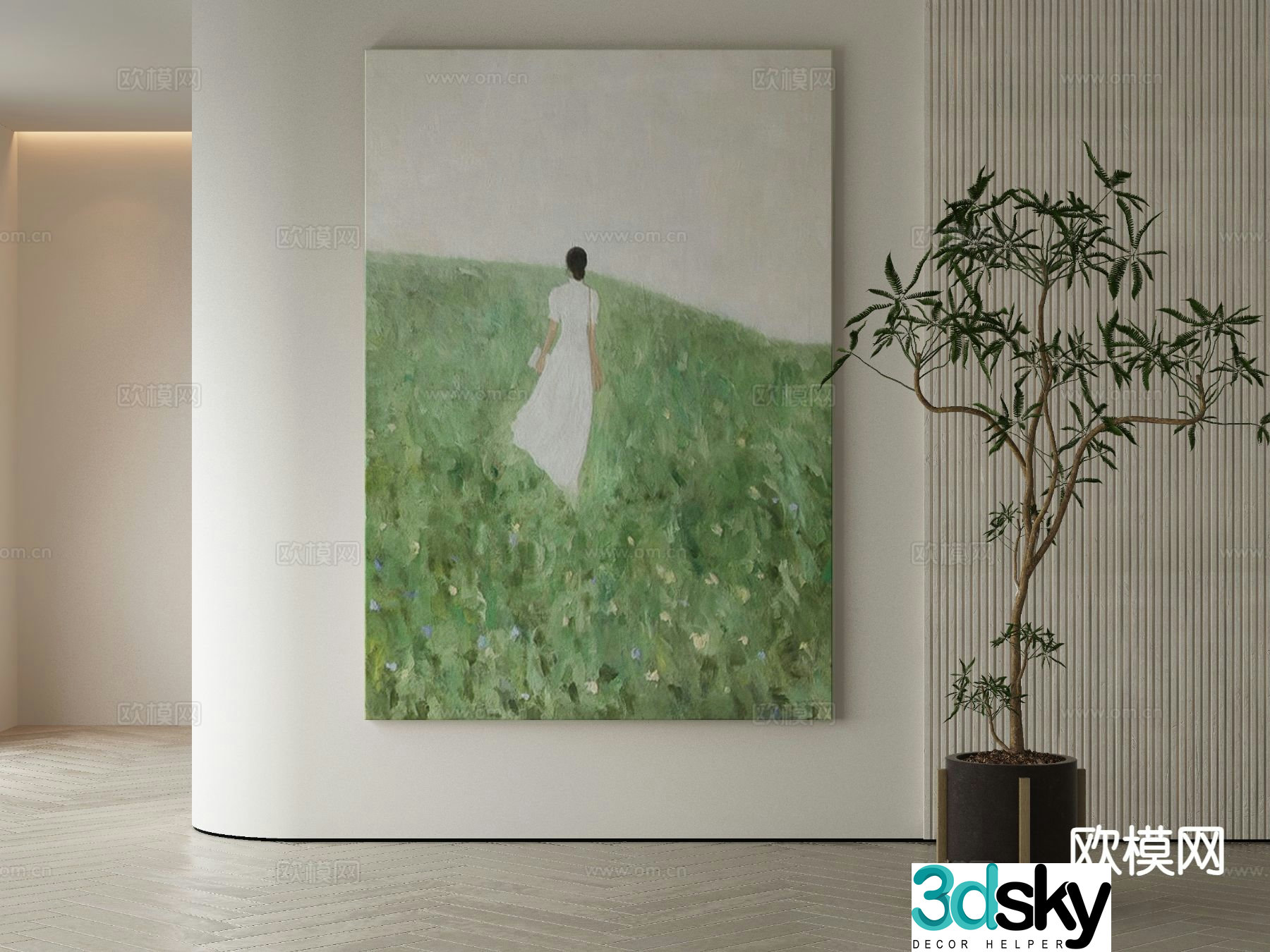 Modern decorative painting figure painting oil painting 3d model