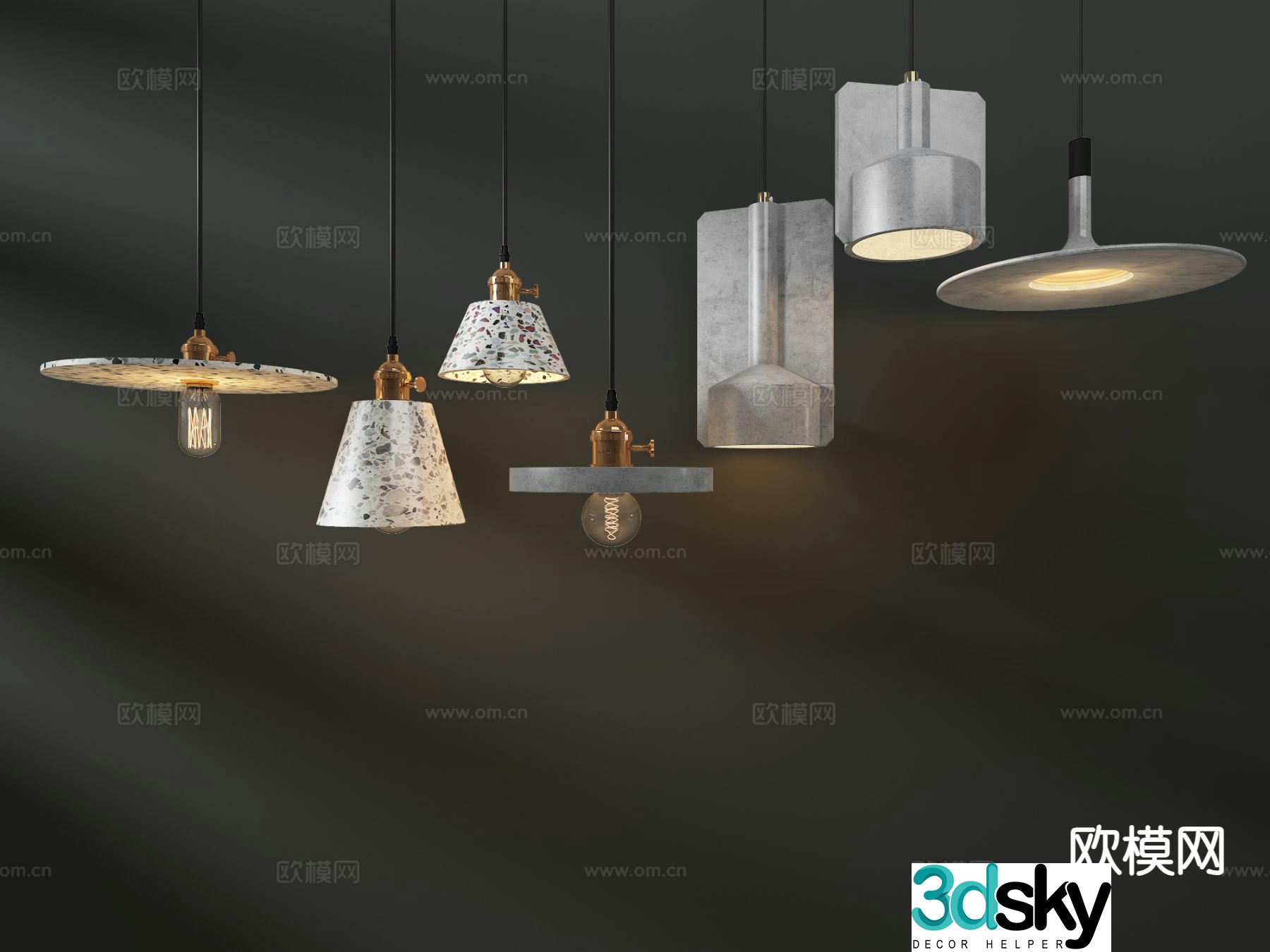 Nordic chandelier bedroom lamp 3d model