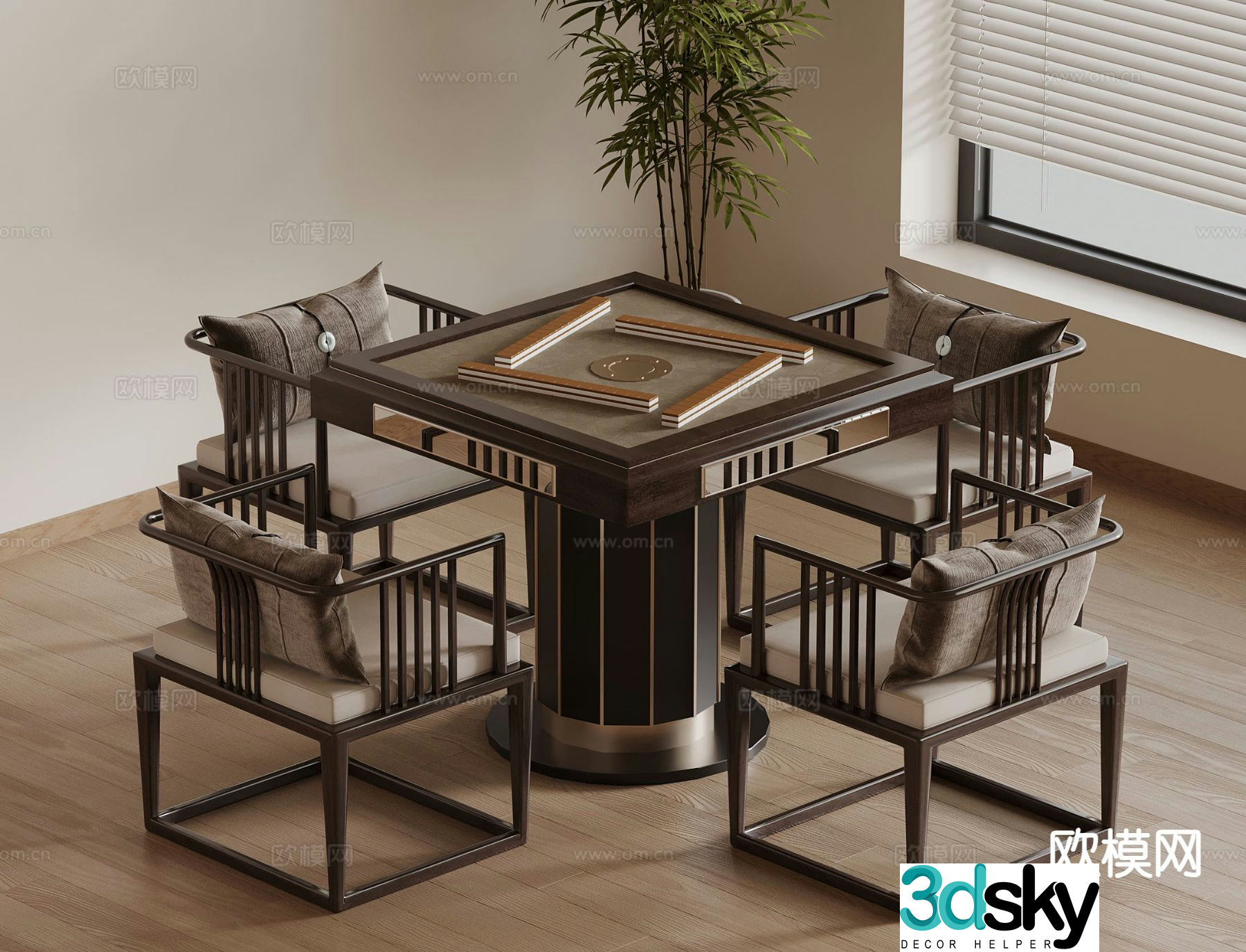 New Chinese chess and card room mahjong table 3D model