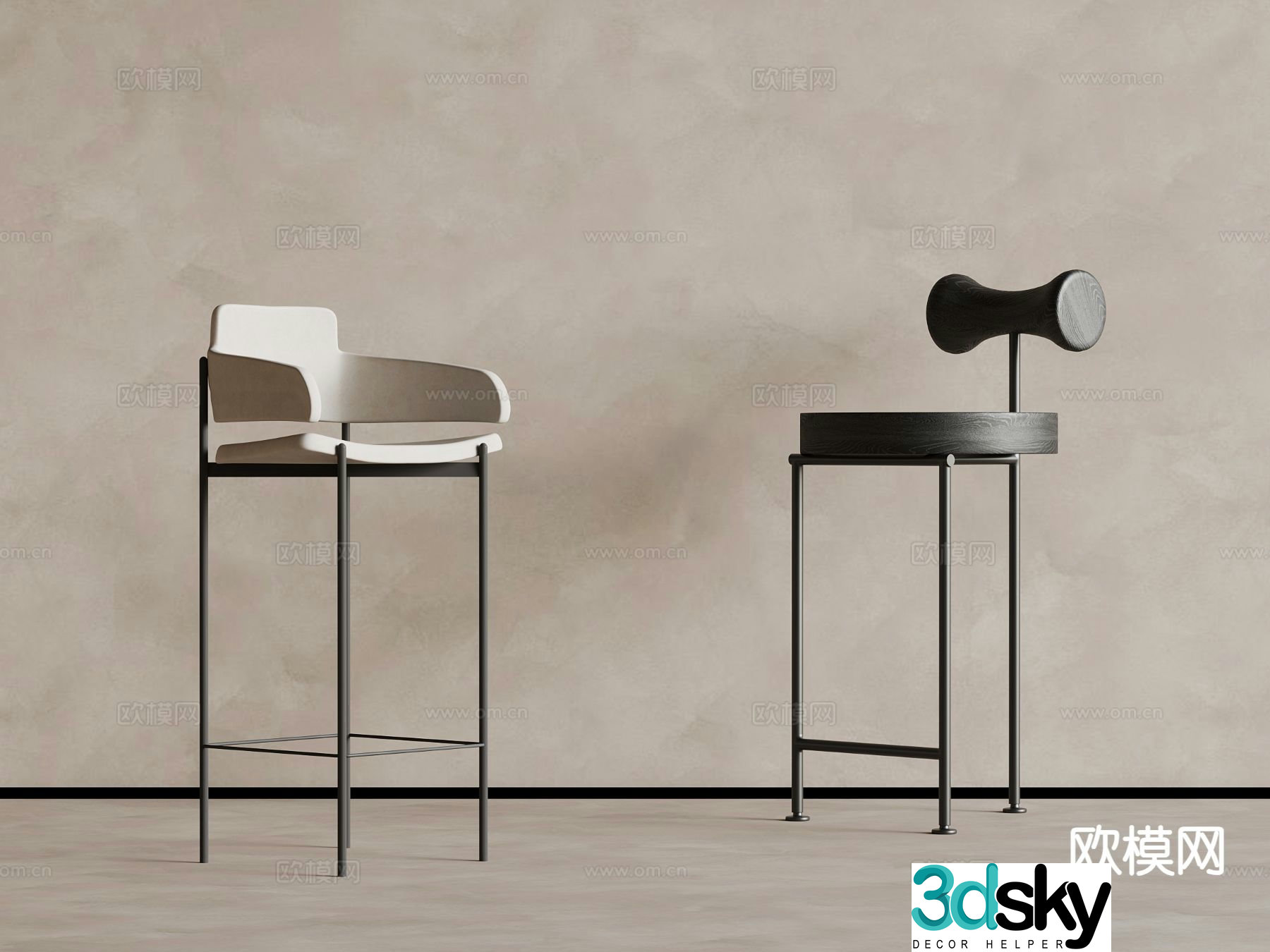 Modern bar stool bar stool high stool 3d model