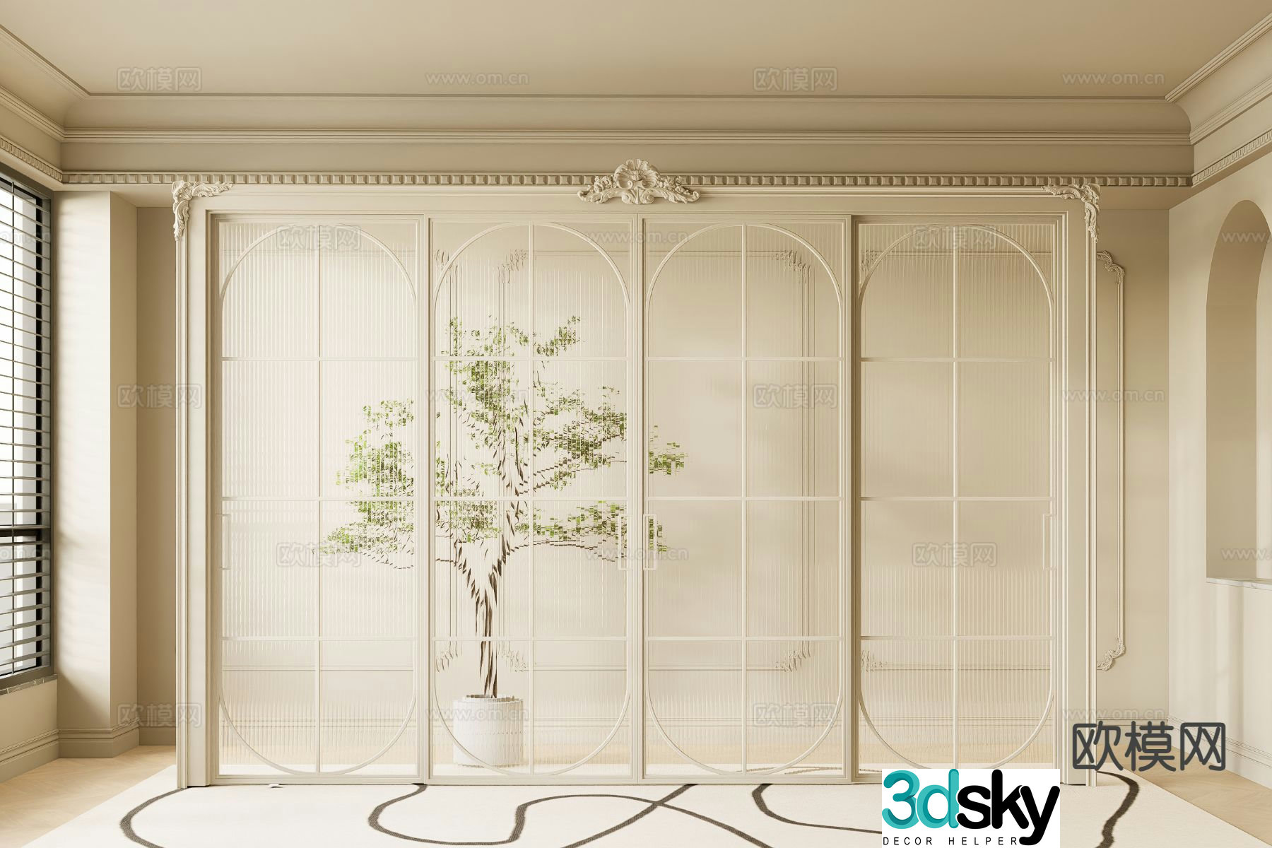 French sliding door glass door sliding door 3d model