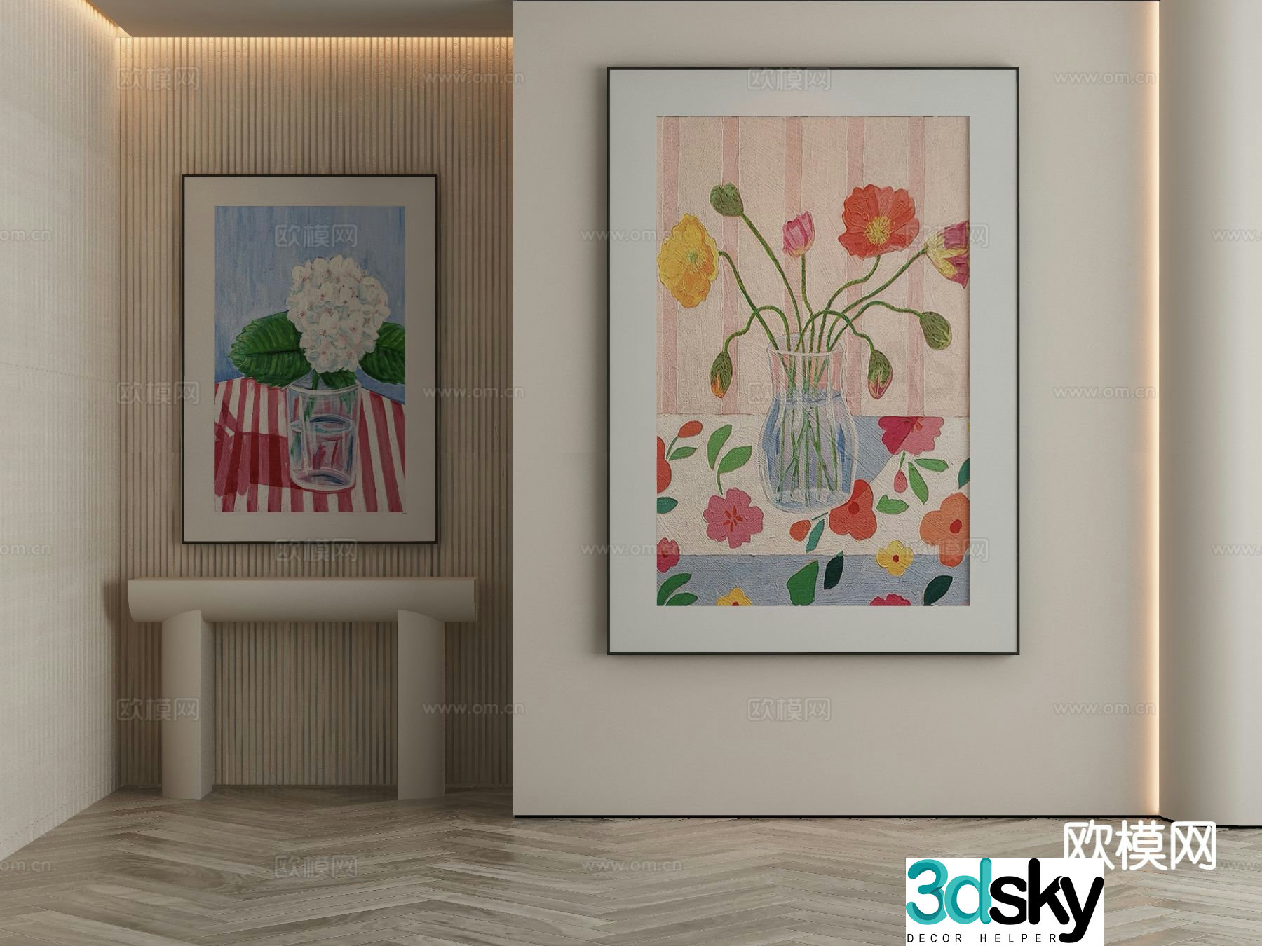 Modern decorative painting flower hanging painting 3d model