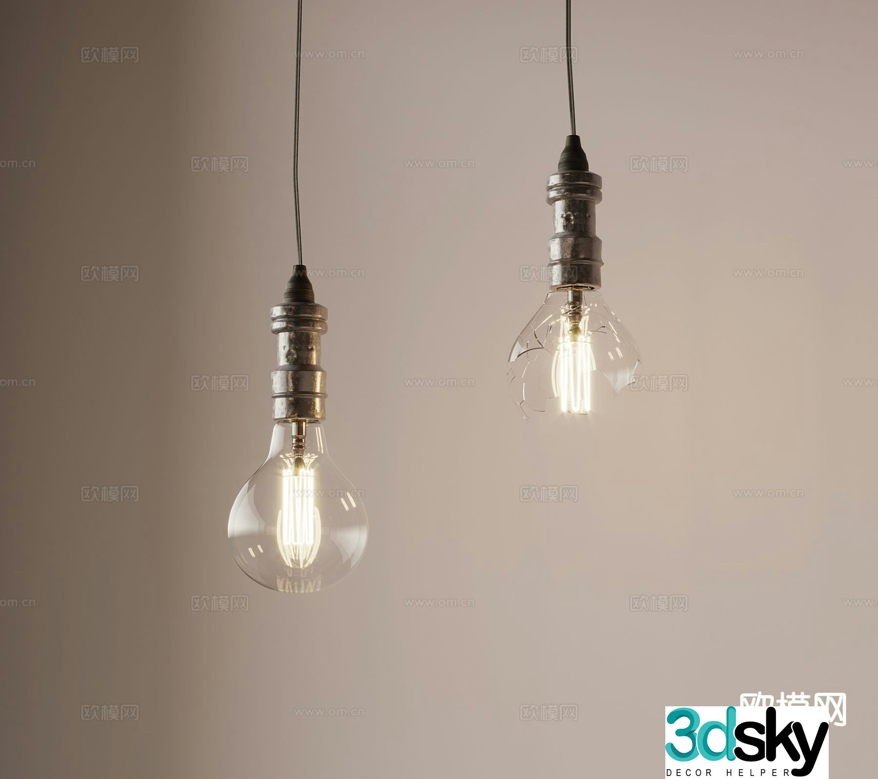 Industrial style small chandelier fishing line chandelier 3d model