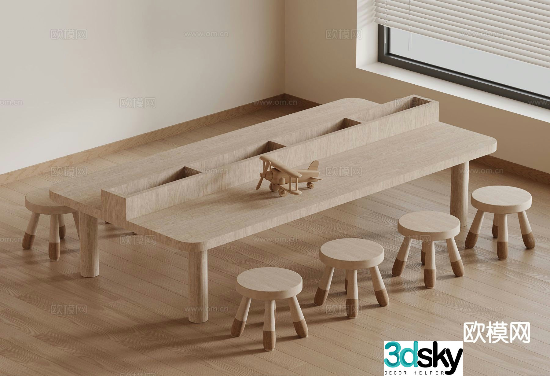 Modern handicraft workshop solid wood tables and chairs handmade table 3D model