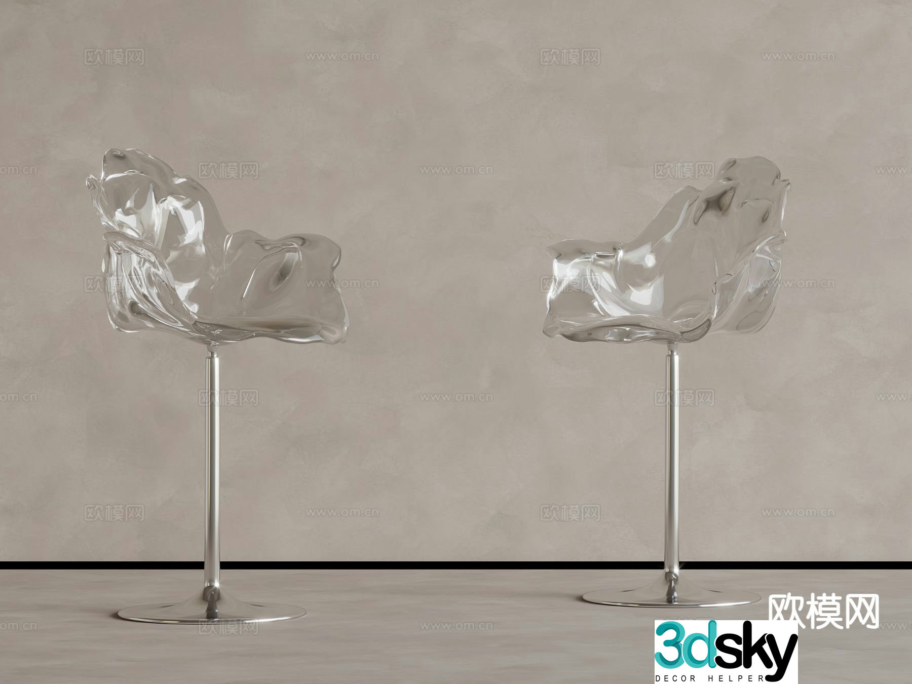 Modern acrylic bar stool bar stool high stool 3d model