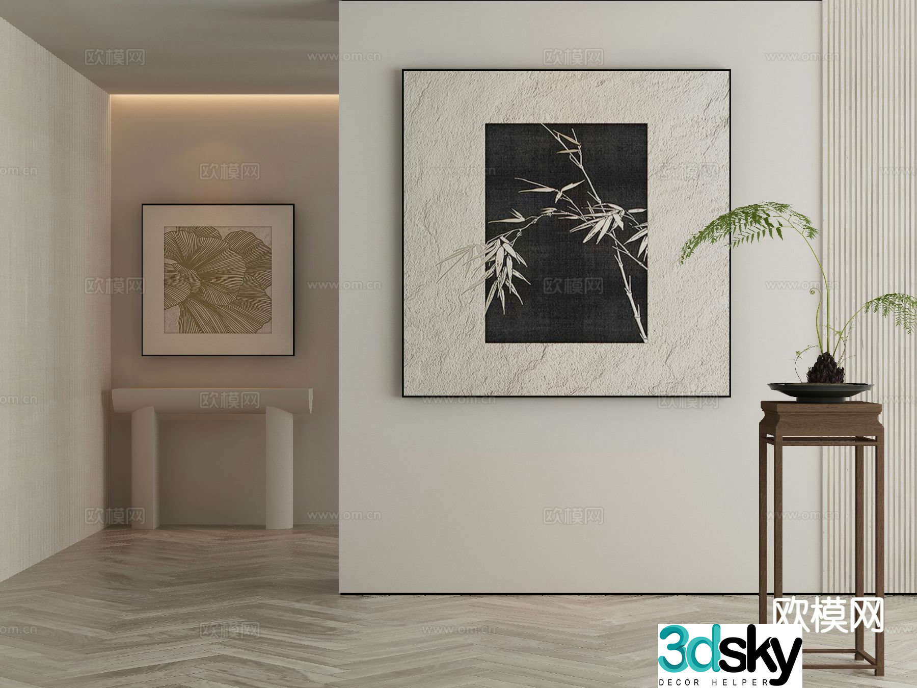 New Chinese style decorative painting abstract painting 3d model