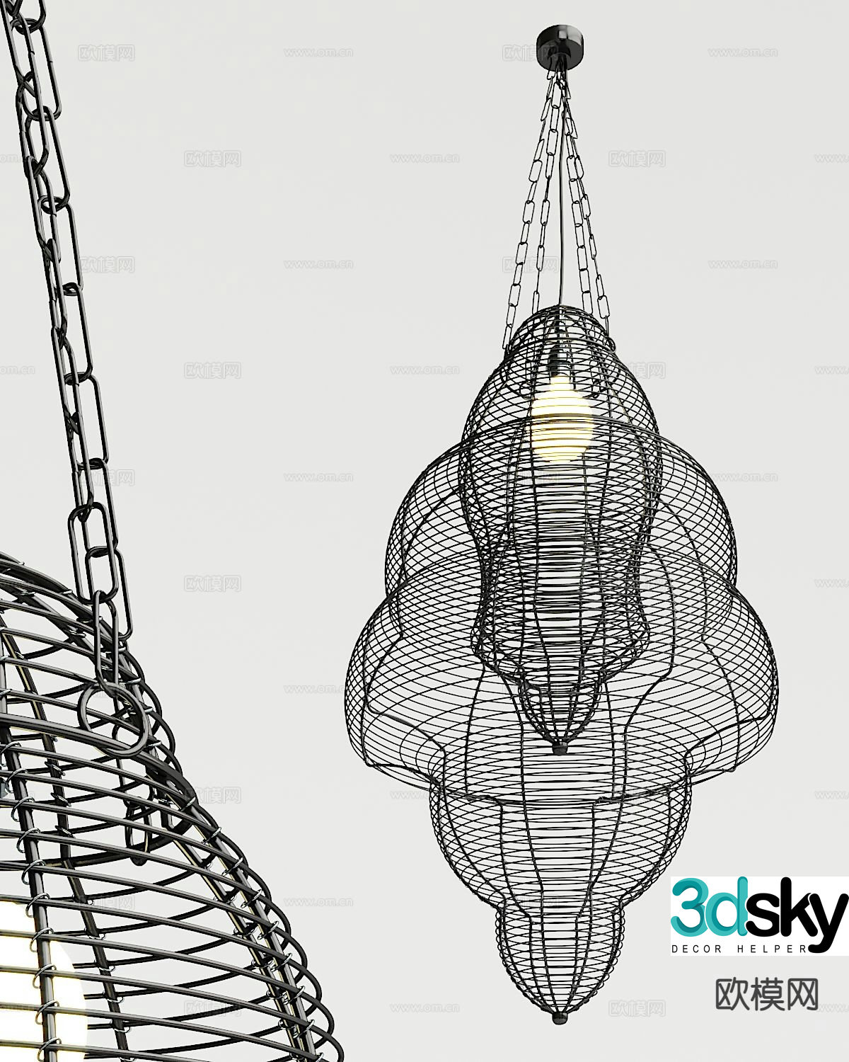 Modern geometric chandelier 3d model