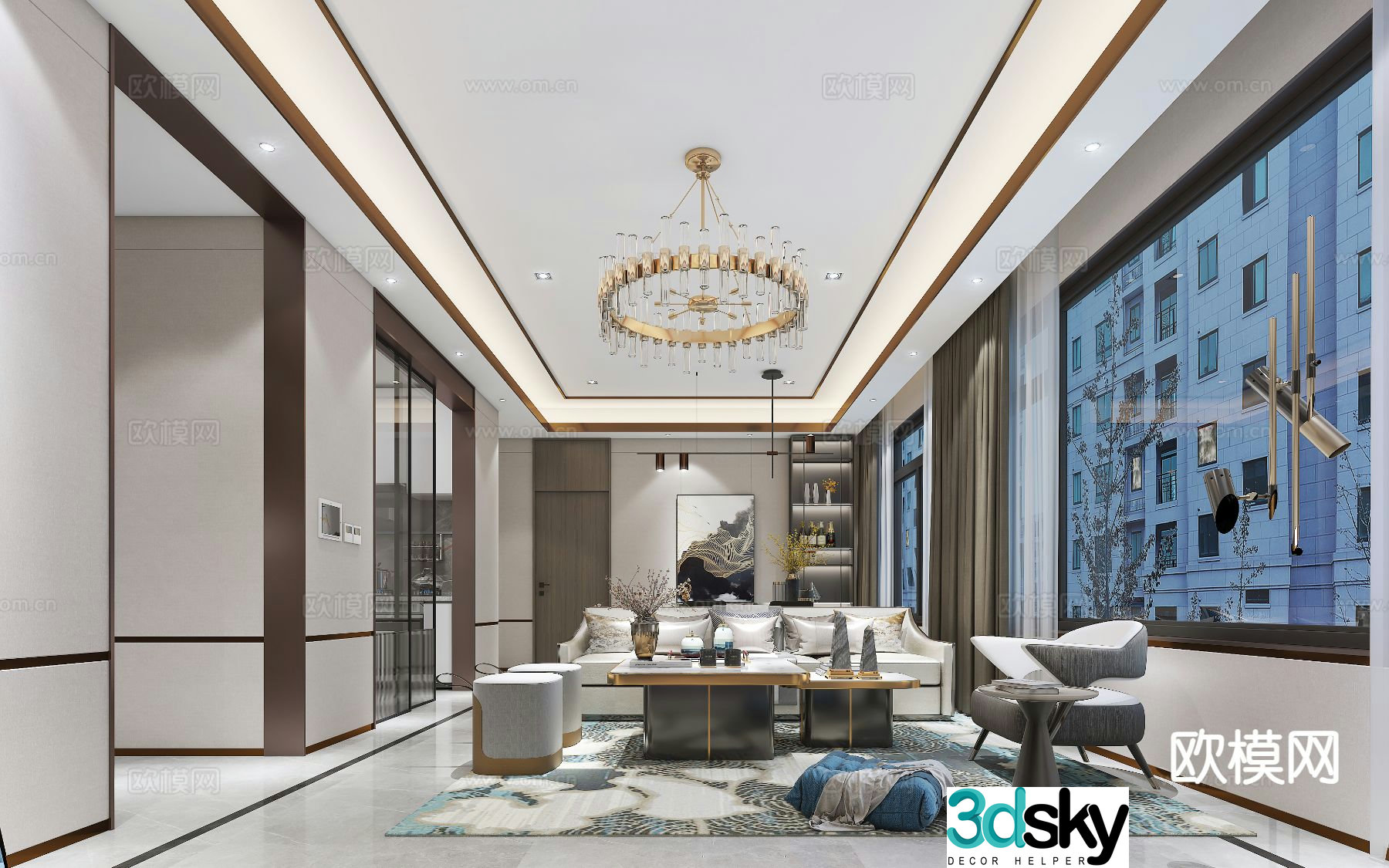 Light luxury guest restaurant model room 3D model