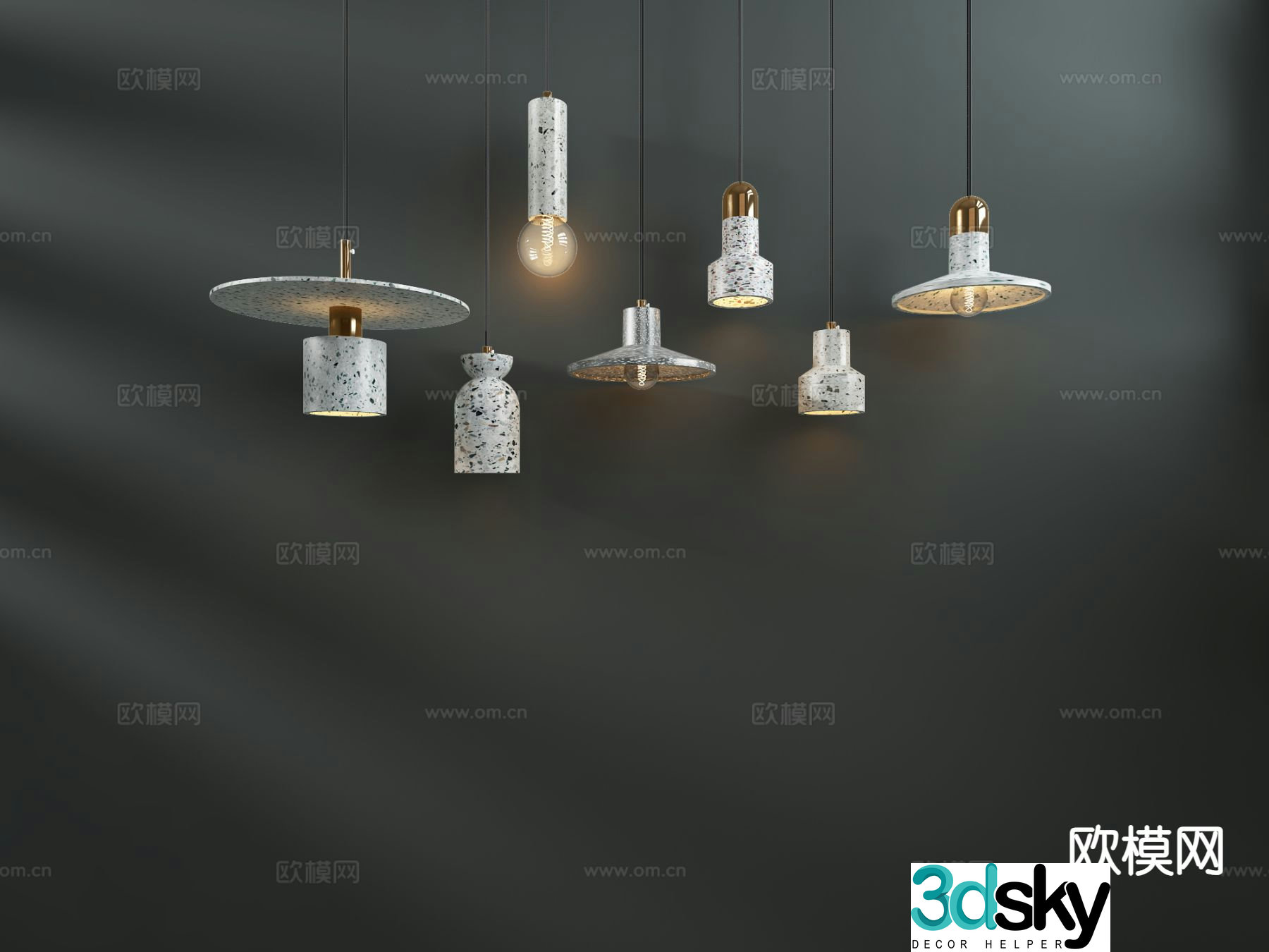 Nordic chandelier bedroom lamp 3d model