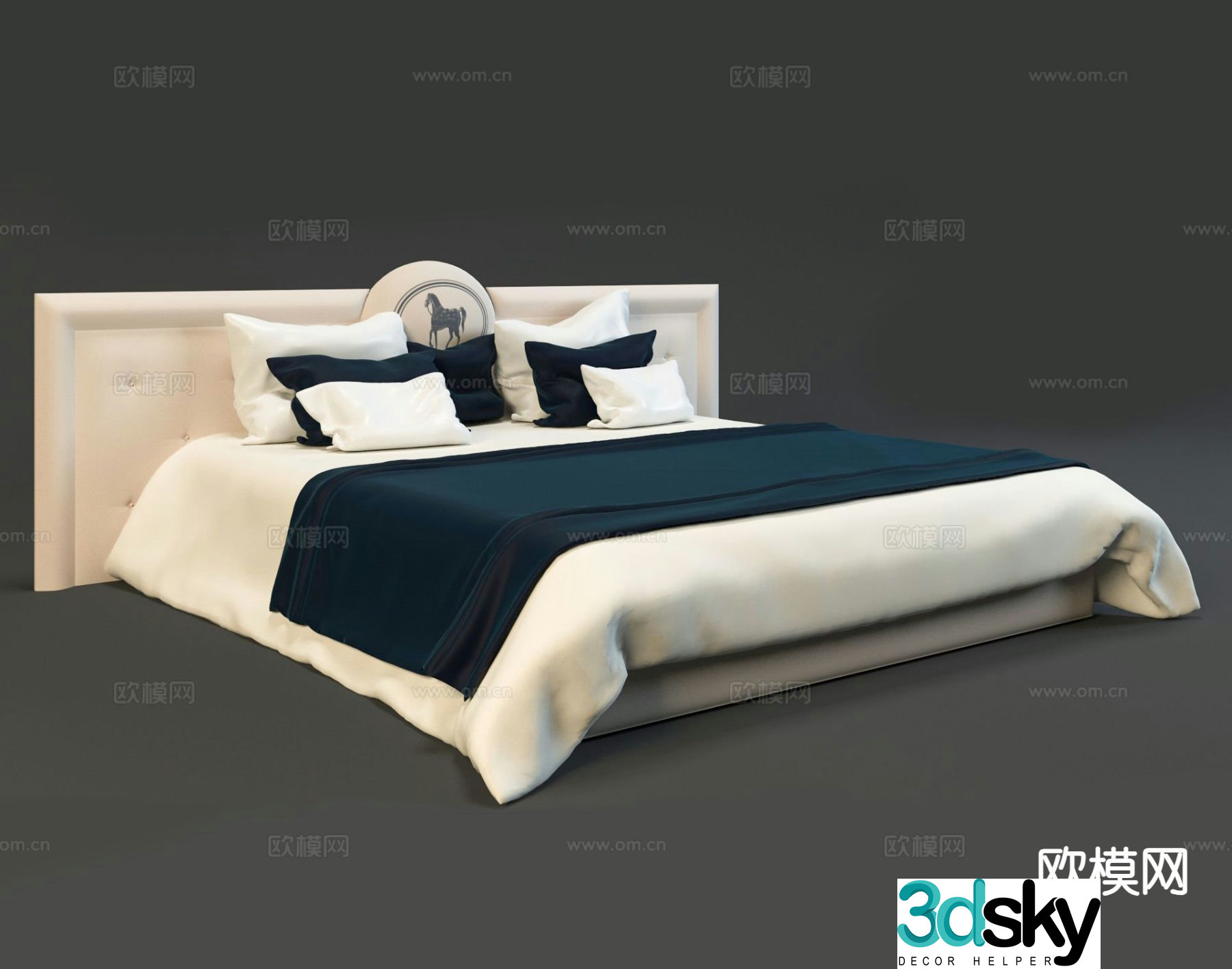 Modern double bed 3d model