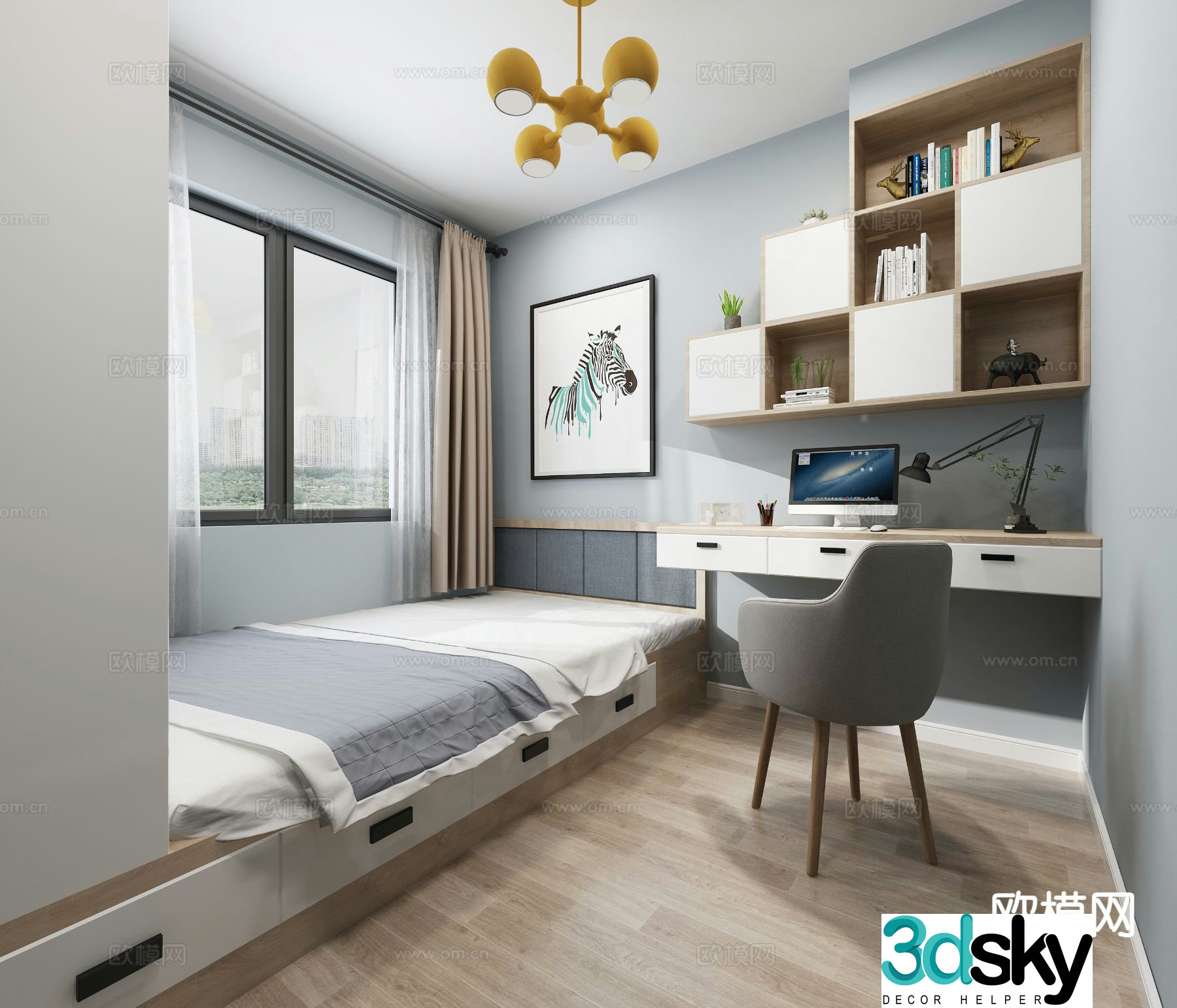 Nordic tatami bedroom 3d model