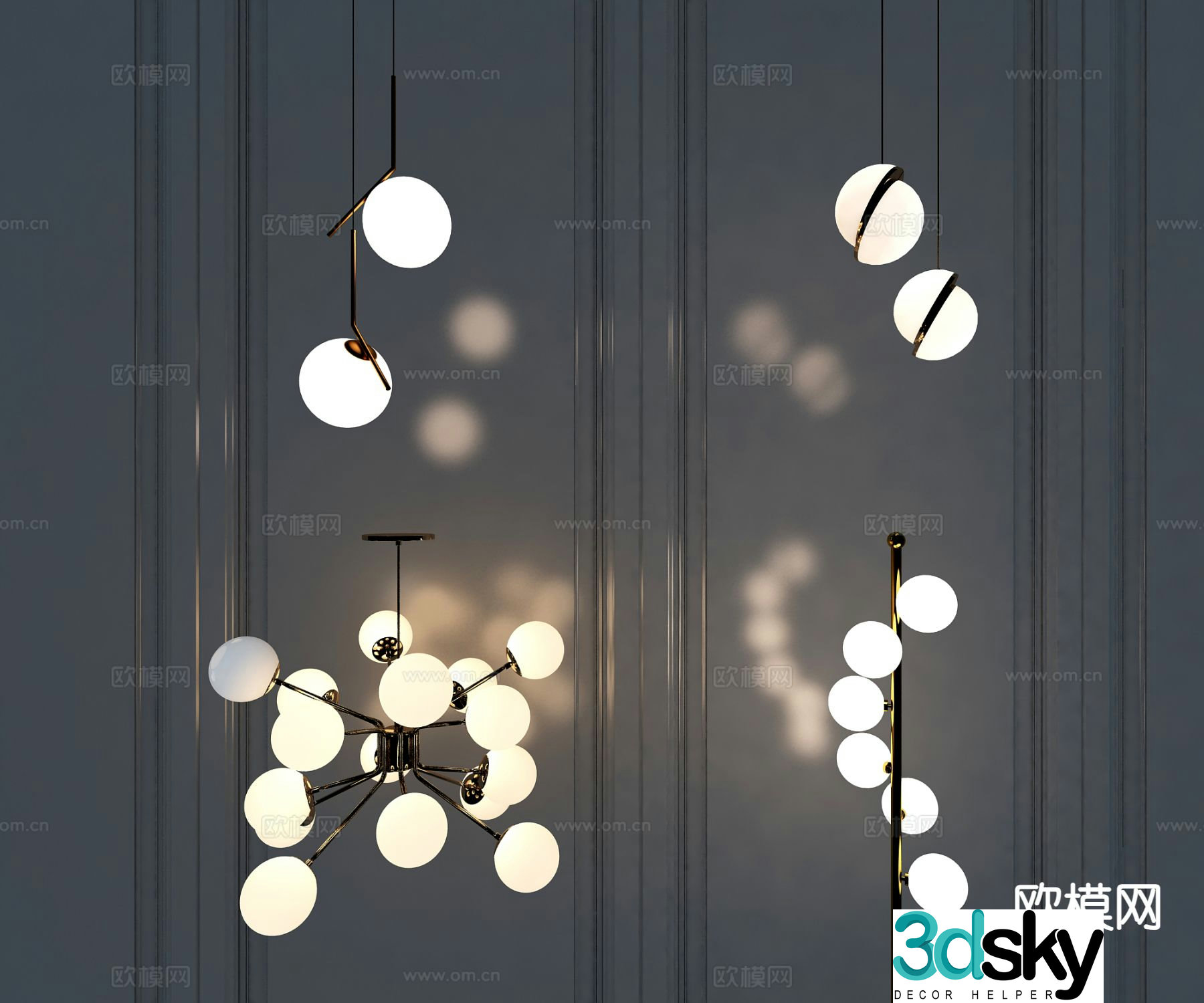 Light luxury chandelier hall chandelier 3d model