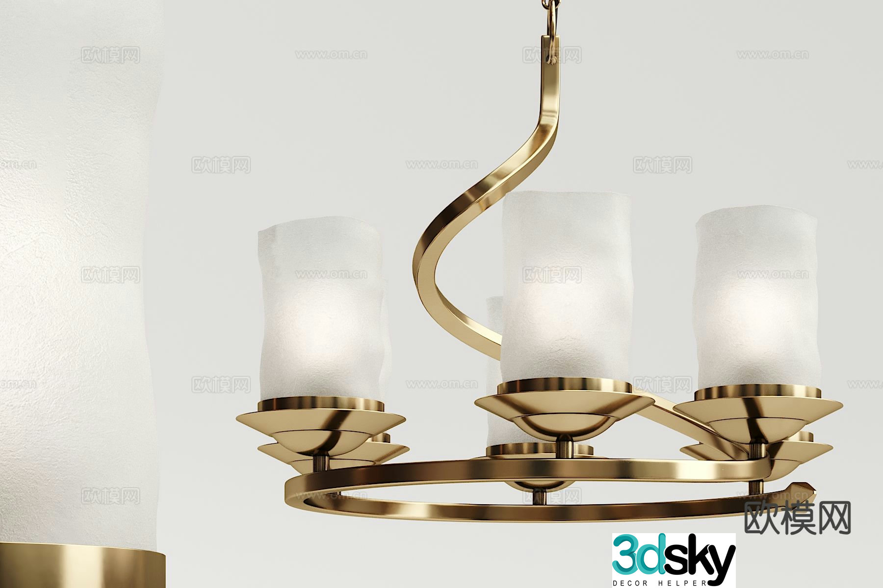 Light luxury multi-head chandelier 3D model