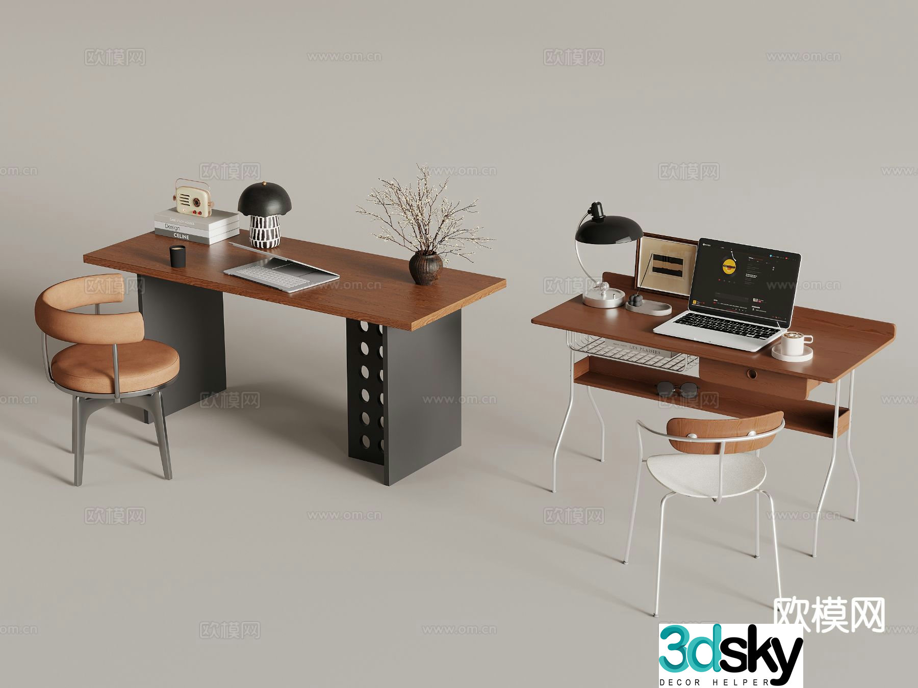Medieval style desk computer desk 3d model