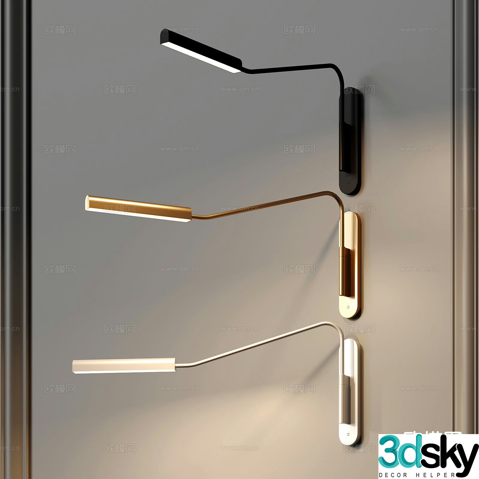 Modern metal wall light 3d model