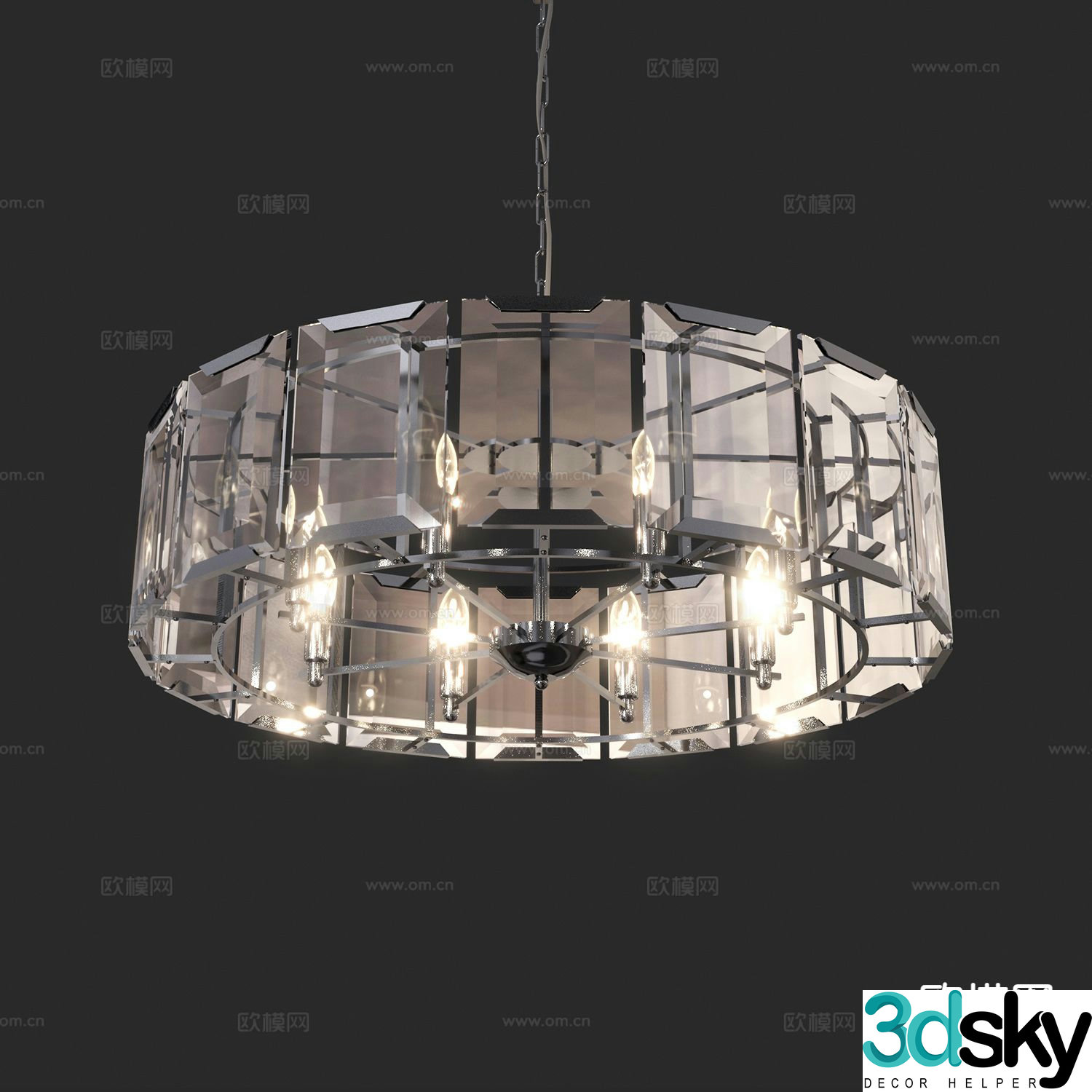 Simple European crystal chandelier 3d model