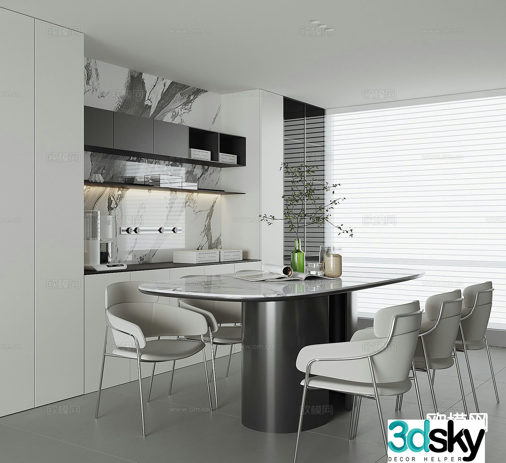 Premium gray restaurant 3d model