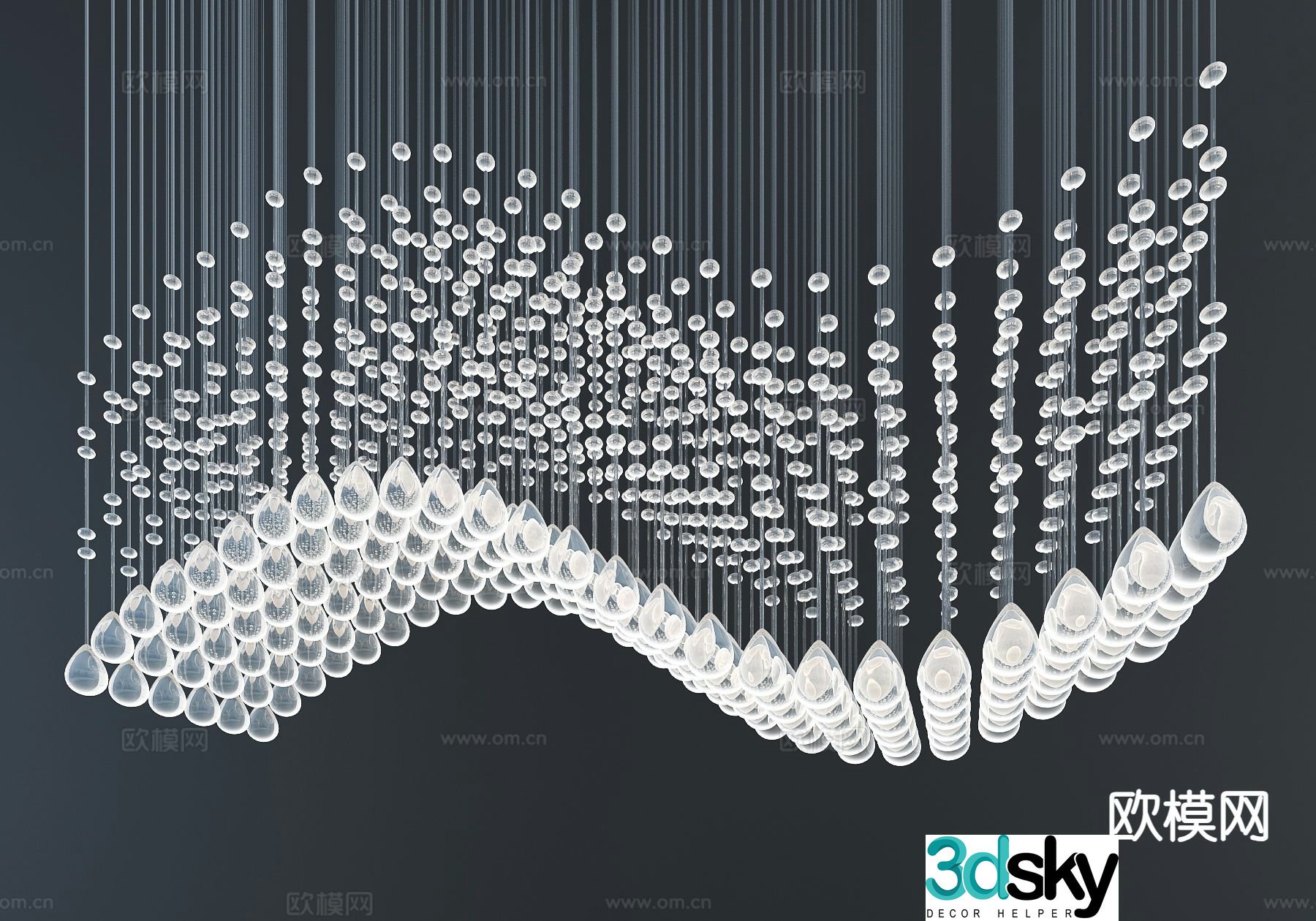 Modern crystal chandelier 3d model