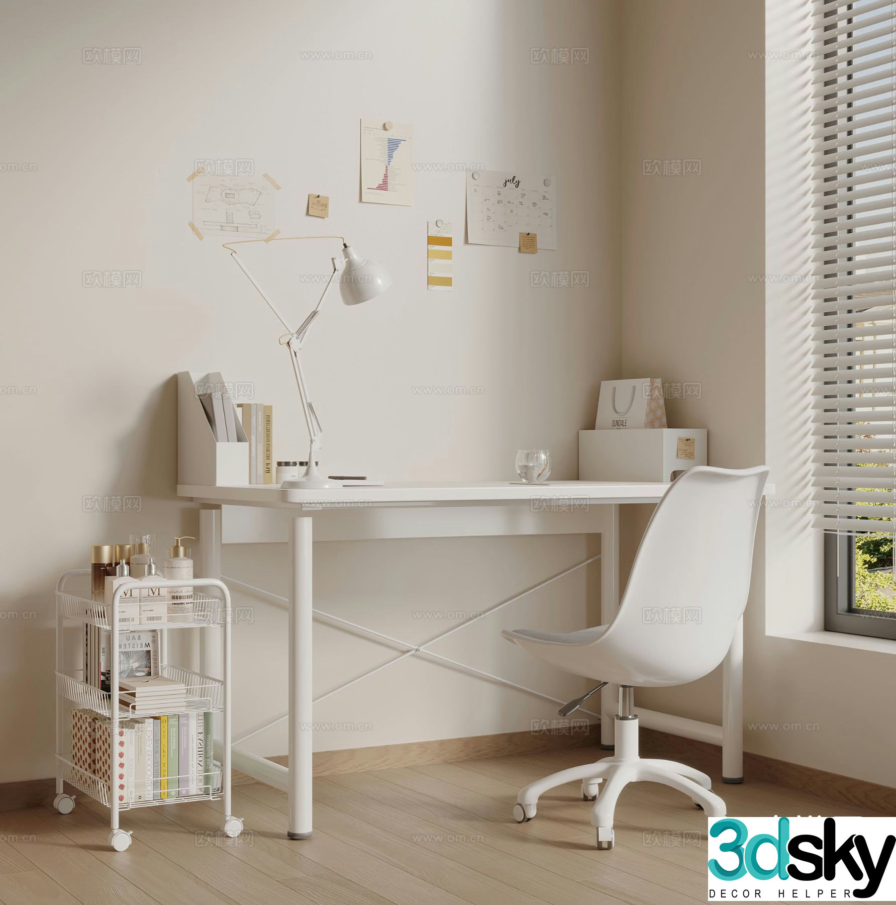 modern desk desk 3d model