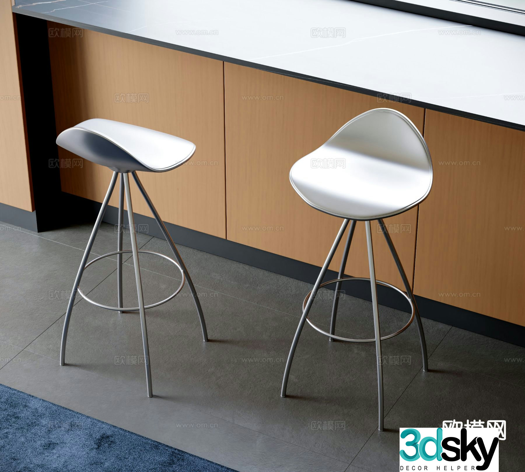 Modern bar stool bar stool high stool 3d model