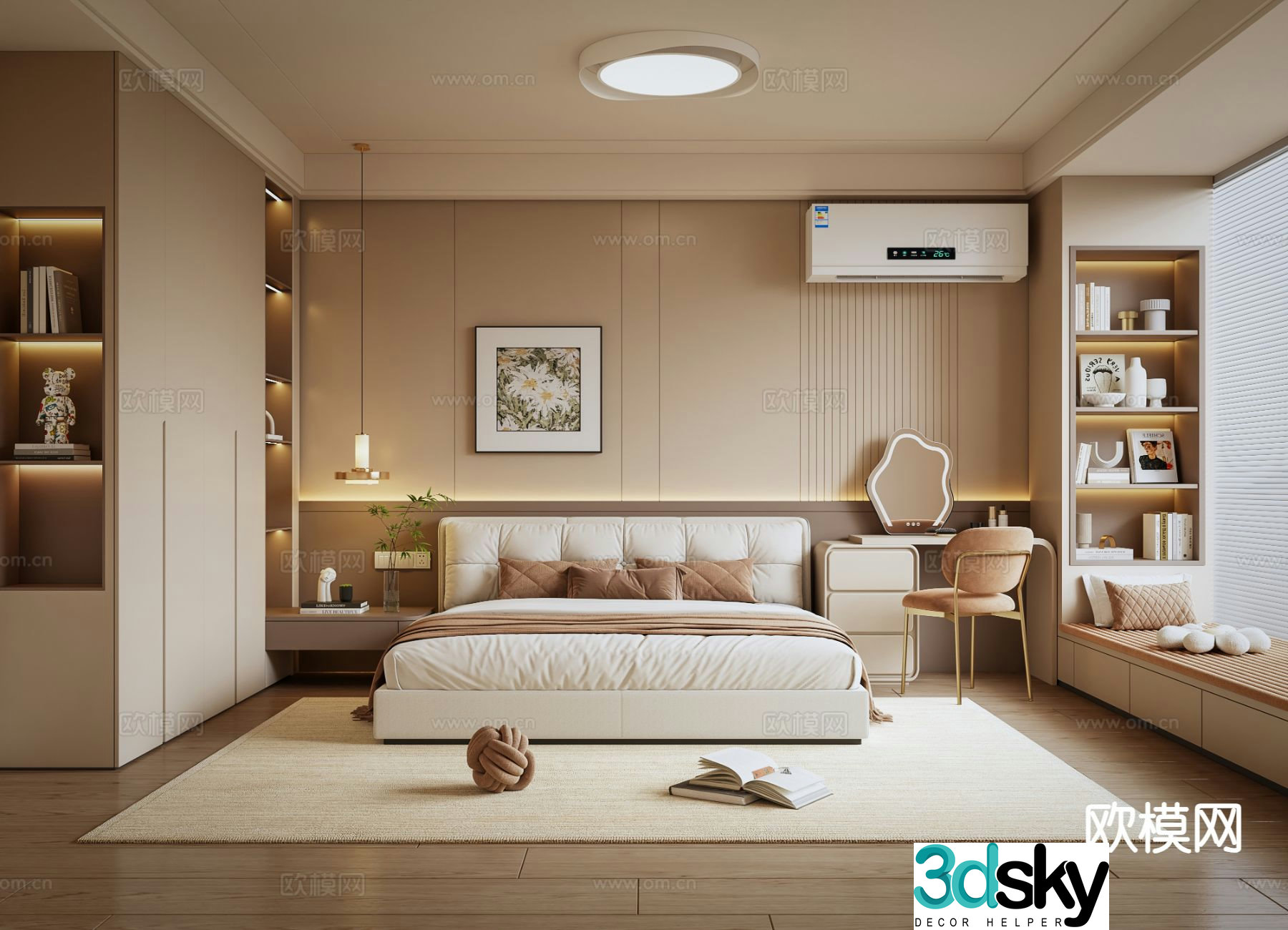 Cream style bedroom master bedroom 3d model
