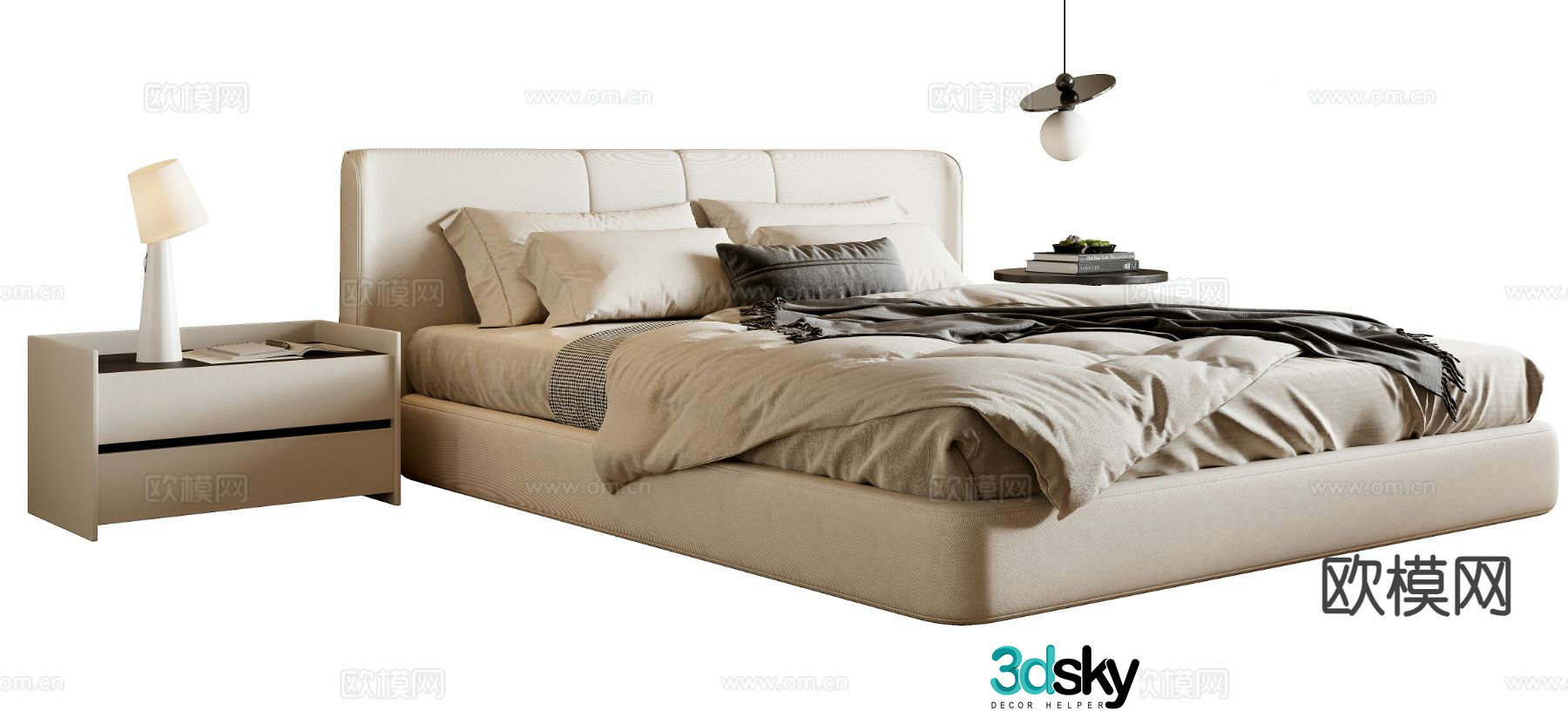 Modern double bed 3d model