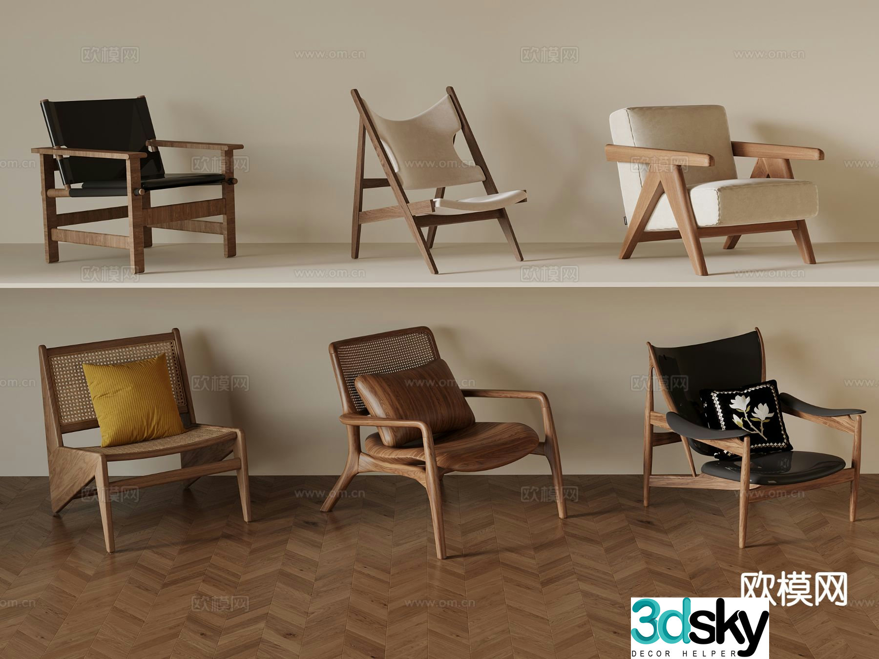 Medieval style chair leisure chair 3d model