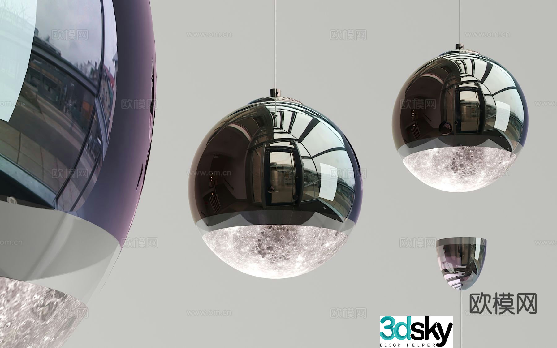 Modern glass ball small chandelier 3d model