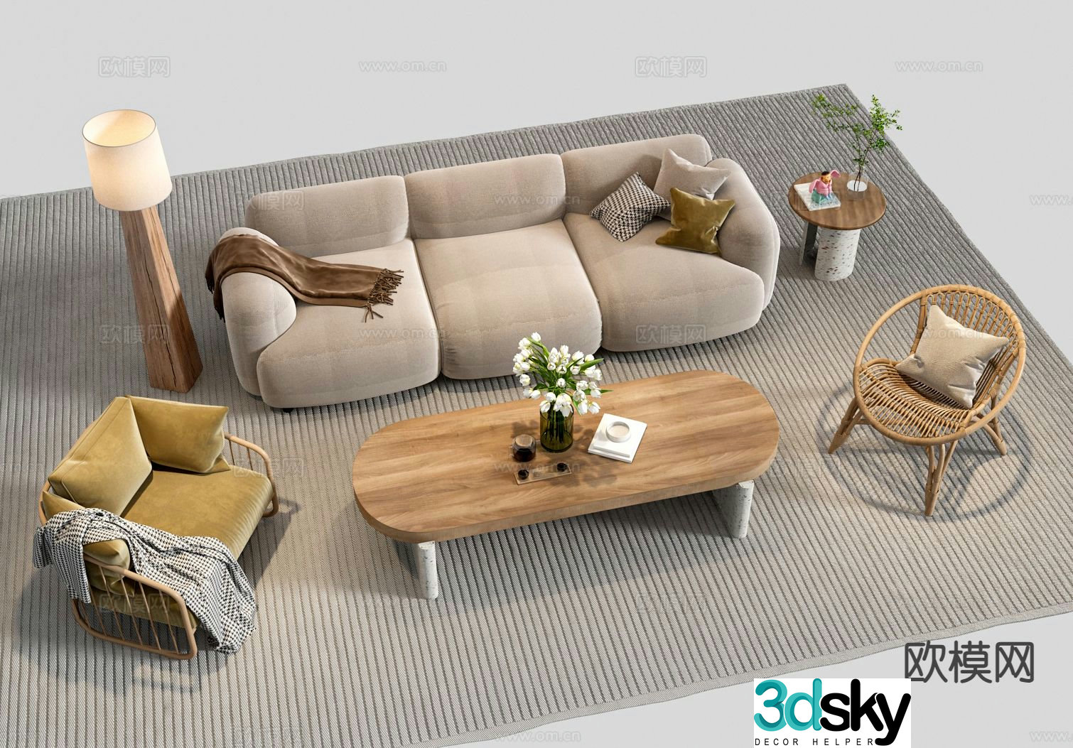 Wabi Sabi modular sofa 3d model