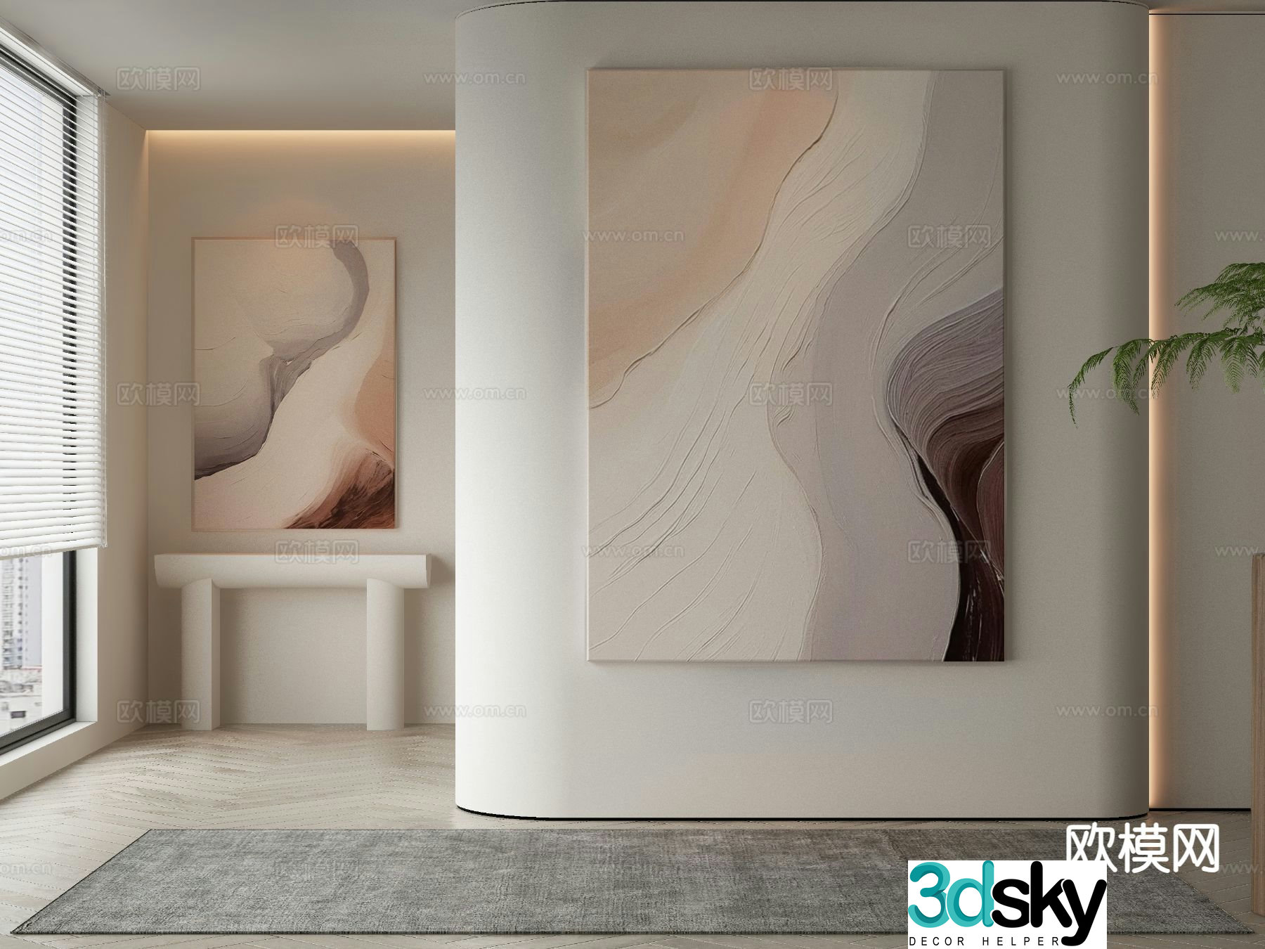 Wabi-sabi painting decorative painting texture painting hanging painting 3D model