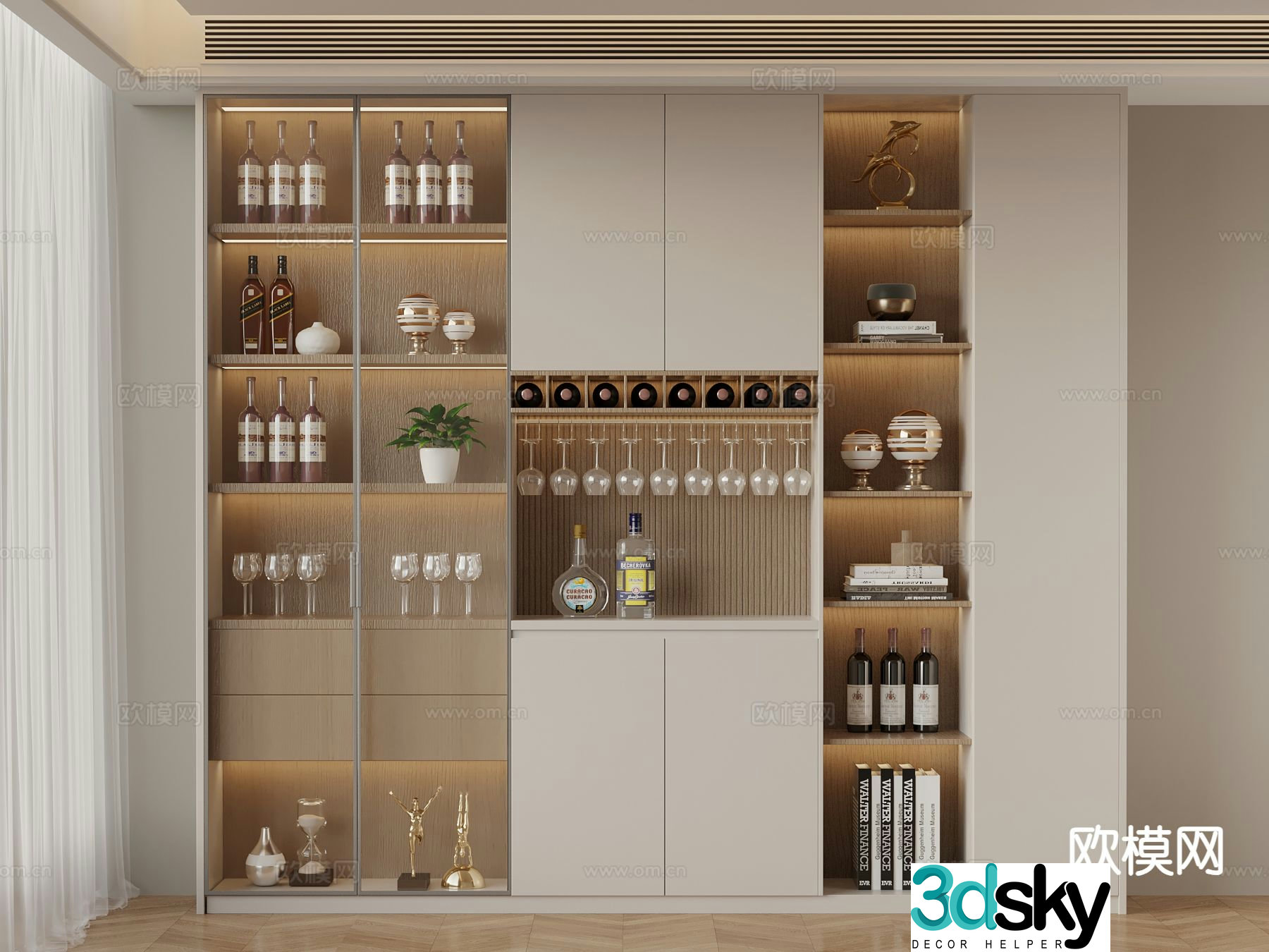 Modern wine cabinet sideboard 3d model