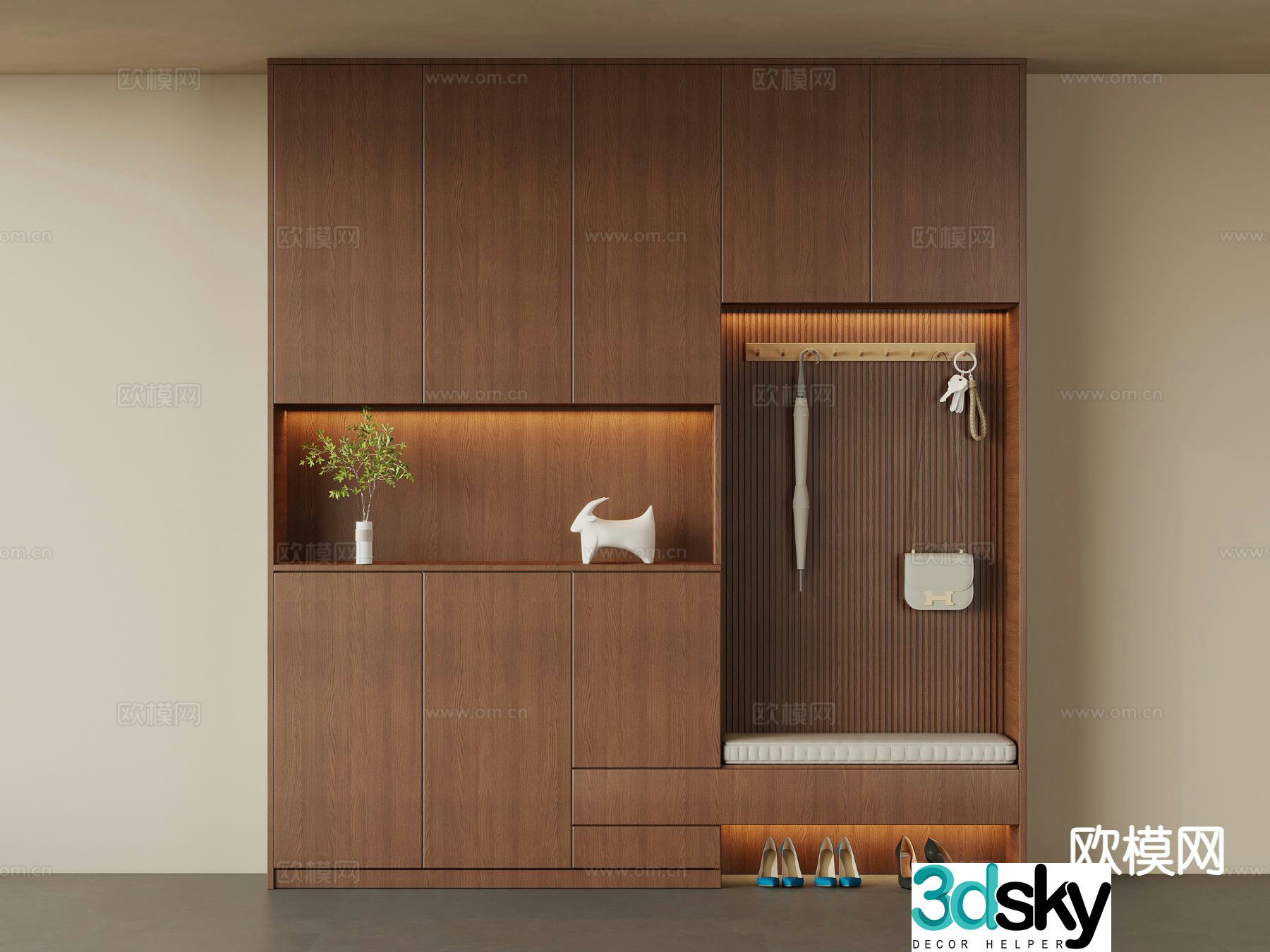 Medieval style shoe cabinet 3D model
