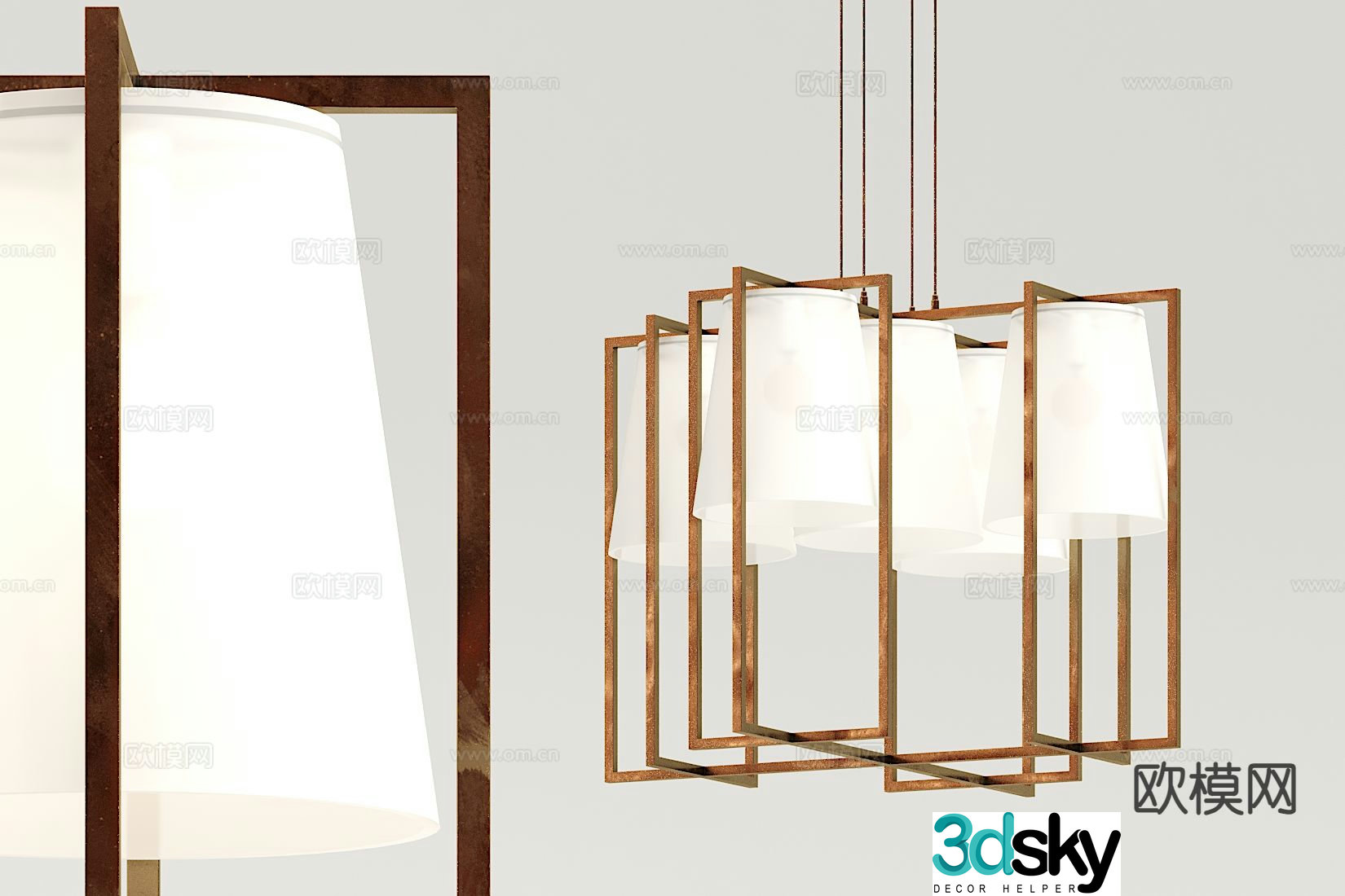 Modern metal chandelier 3d model