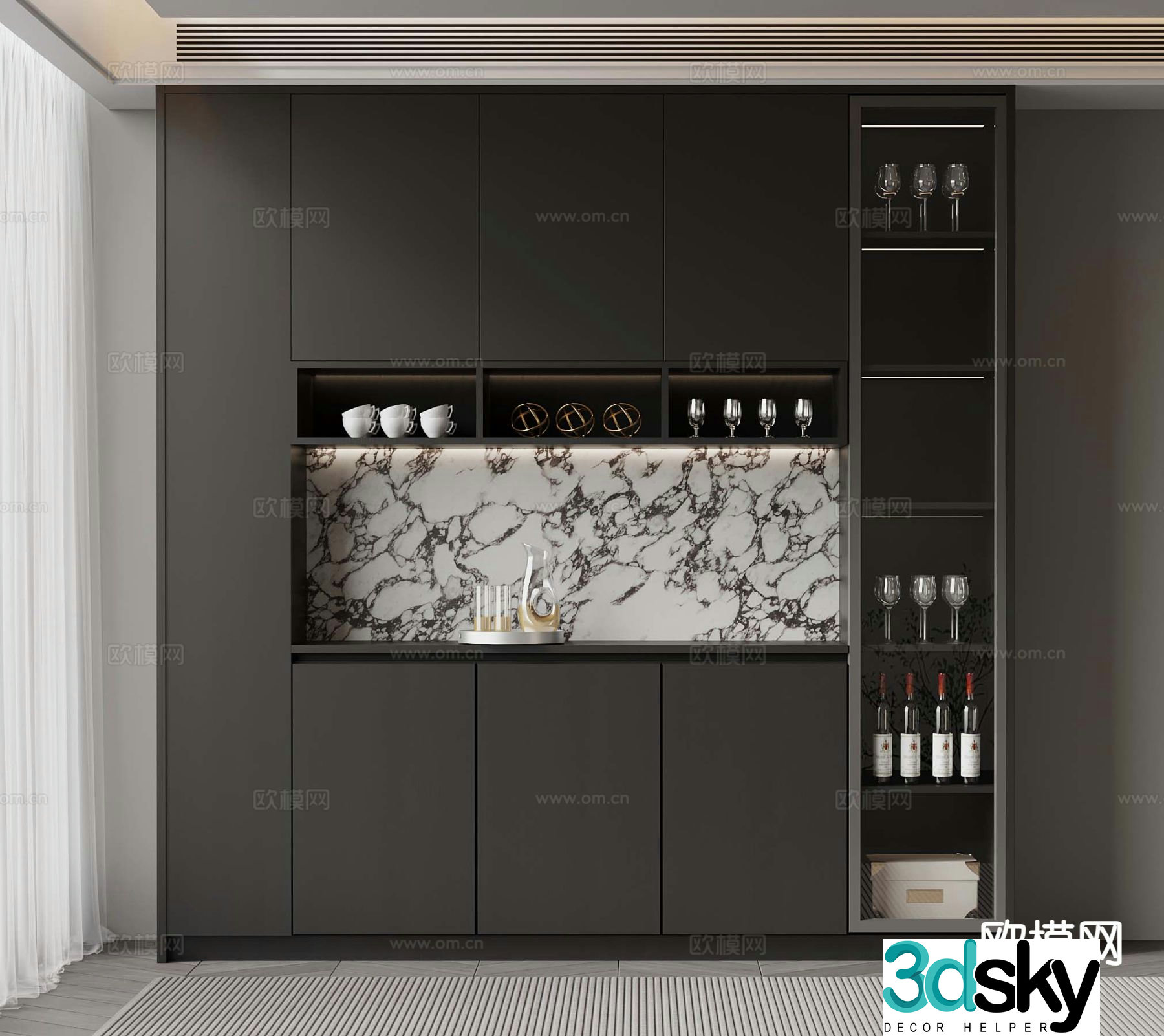 Italian wine cabinet sideboard 3d model