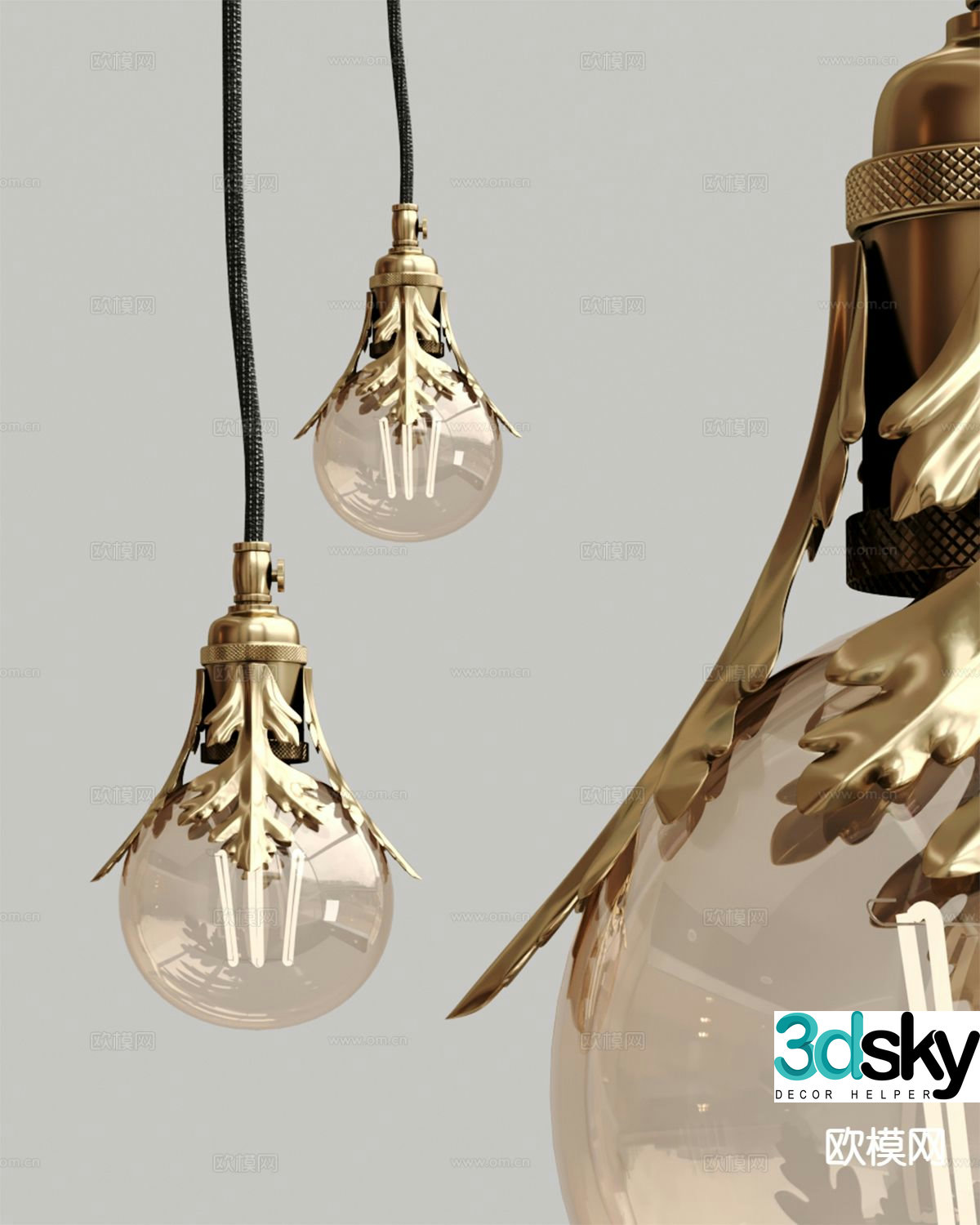 Modern metal chandelier 3d model