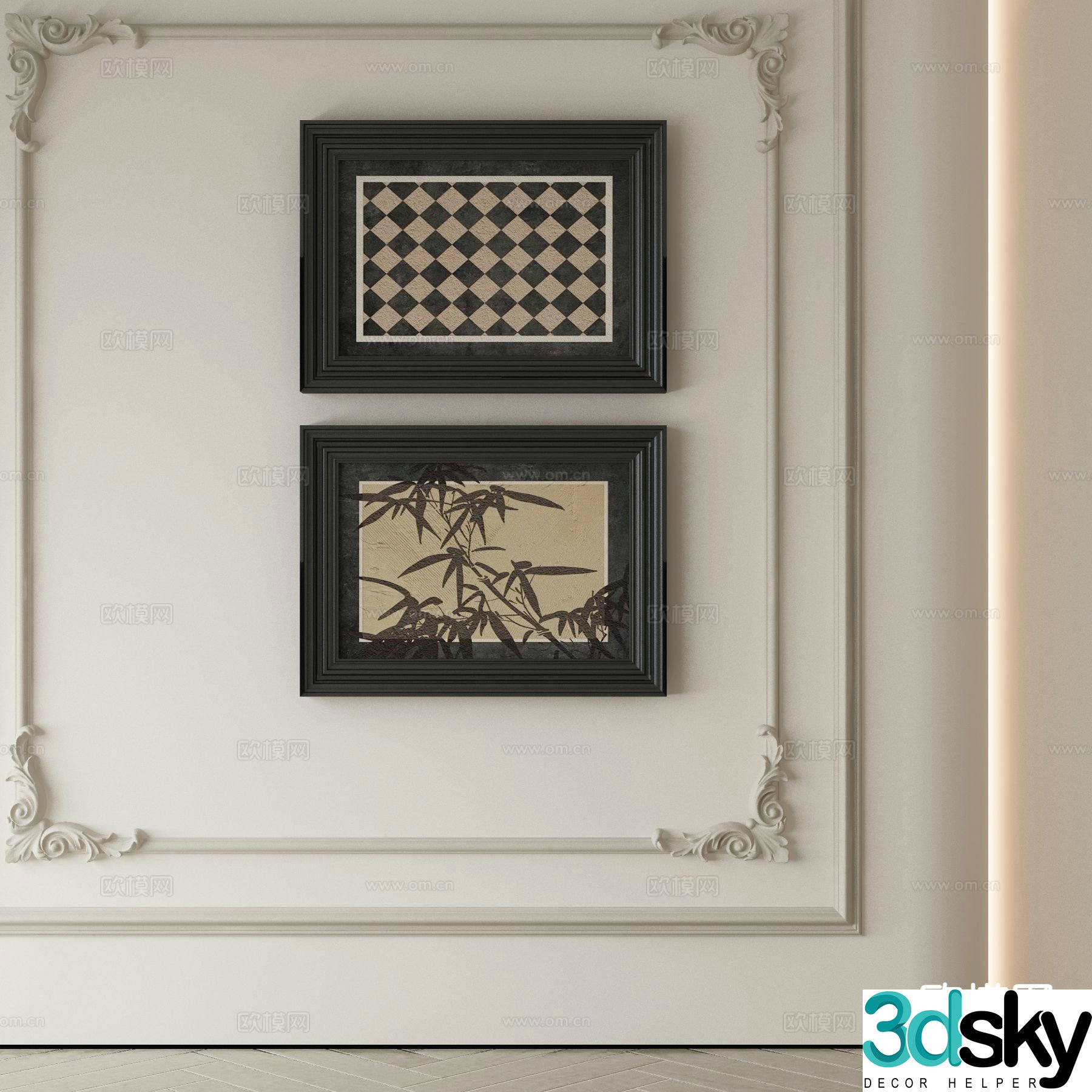 Medieval style texture painting decorative painting 3d model