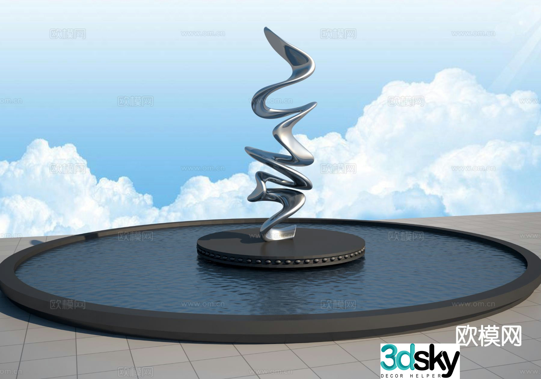 abstract sculpture ribbon sculpture 3d model