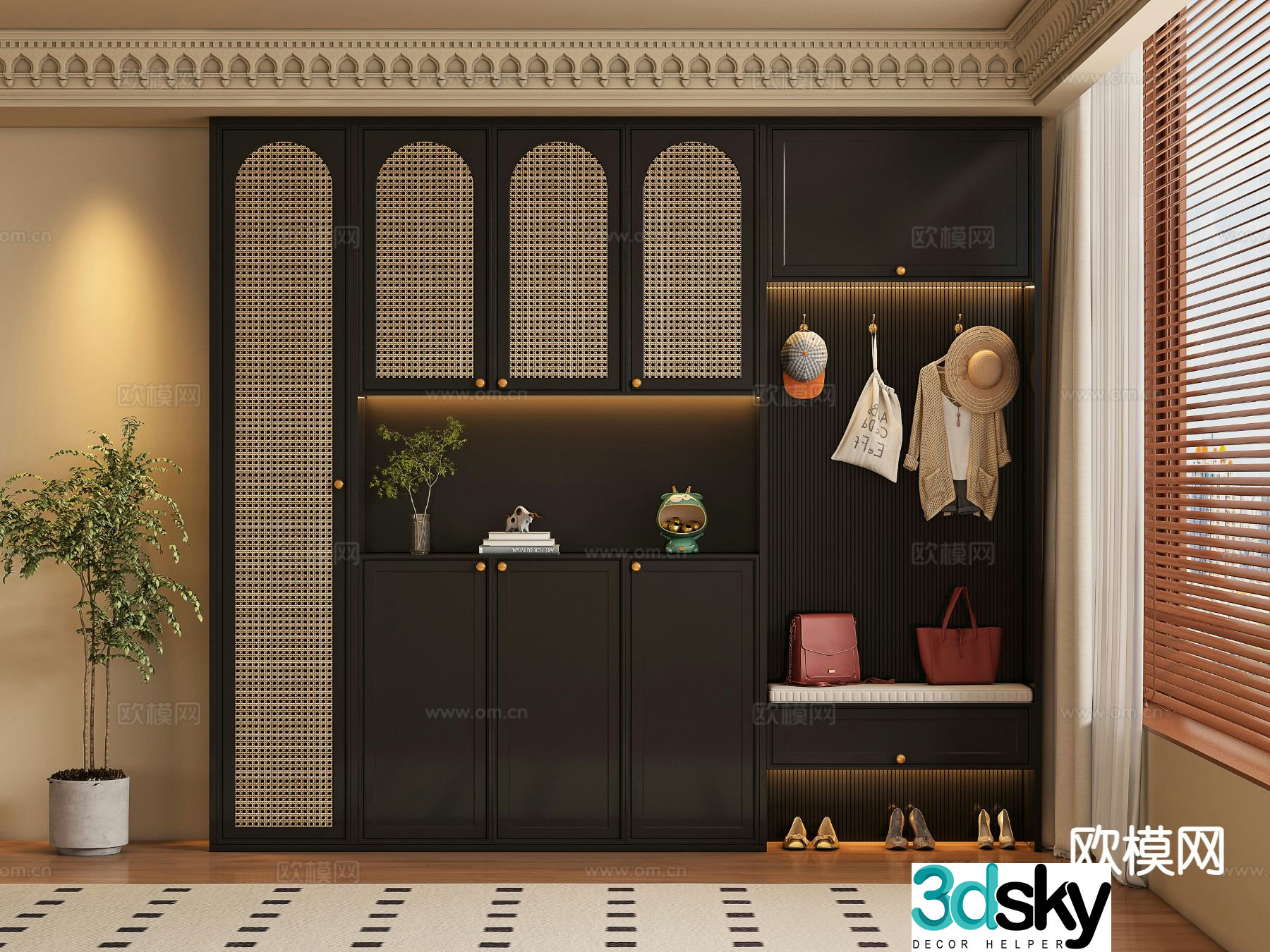 Medieval style shoe cabinet 3D model