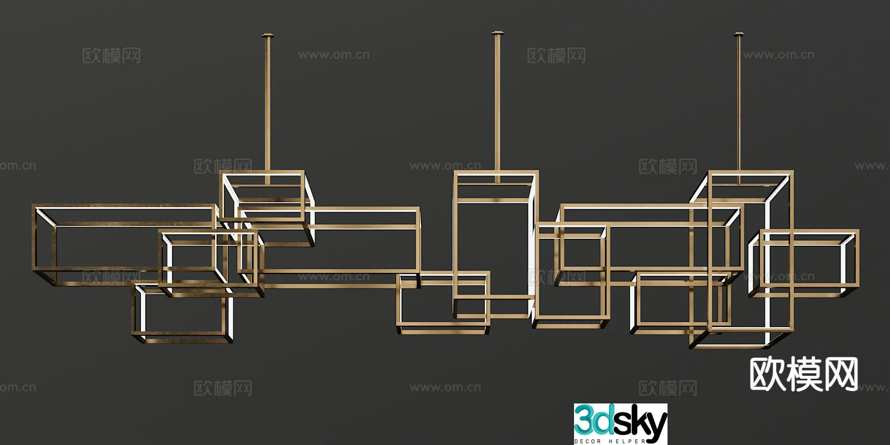 Modern geometric chandelier metal chandelier 3d model