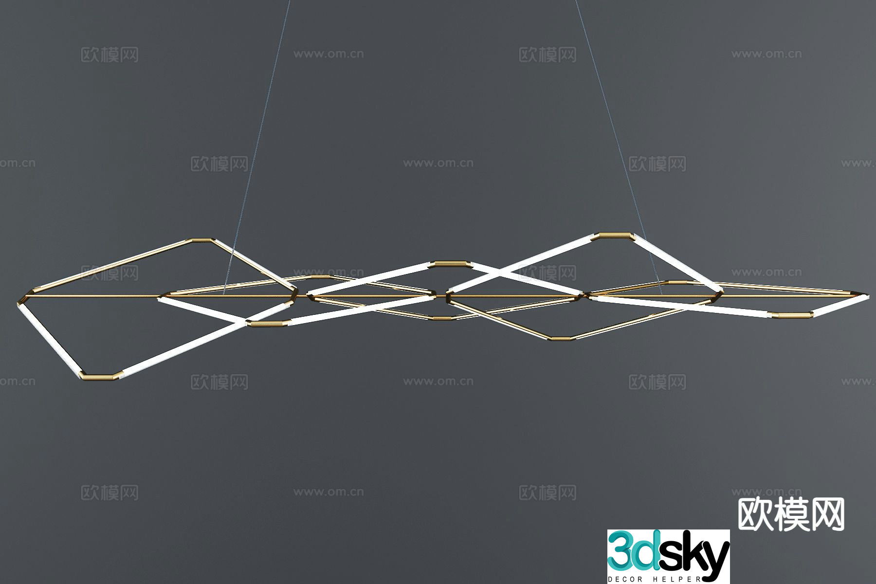Light luxury geometric chandelier 3D model