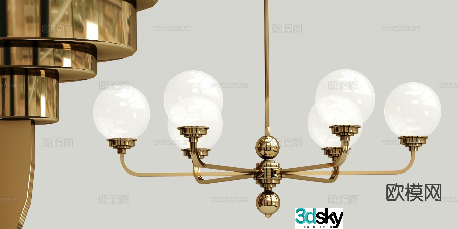 Light luxury multi-head chandelier 3D model