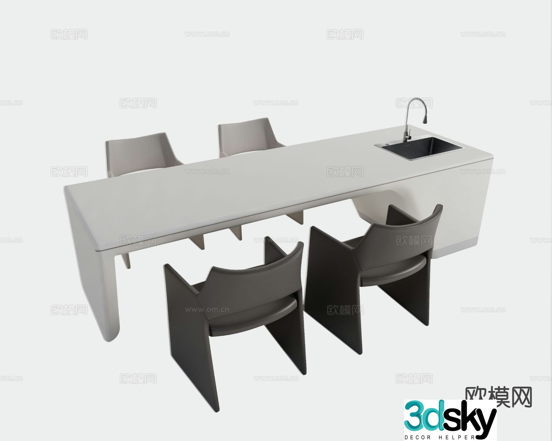 Modern bar island 3d model